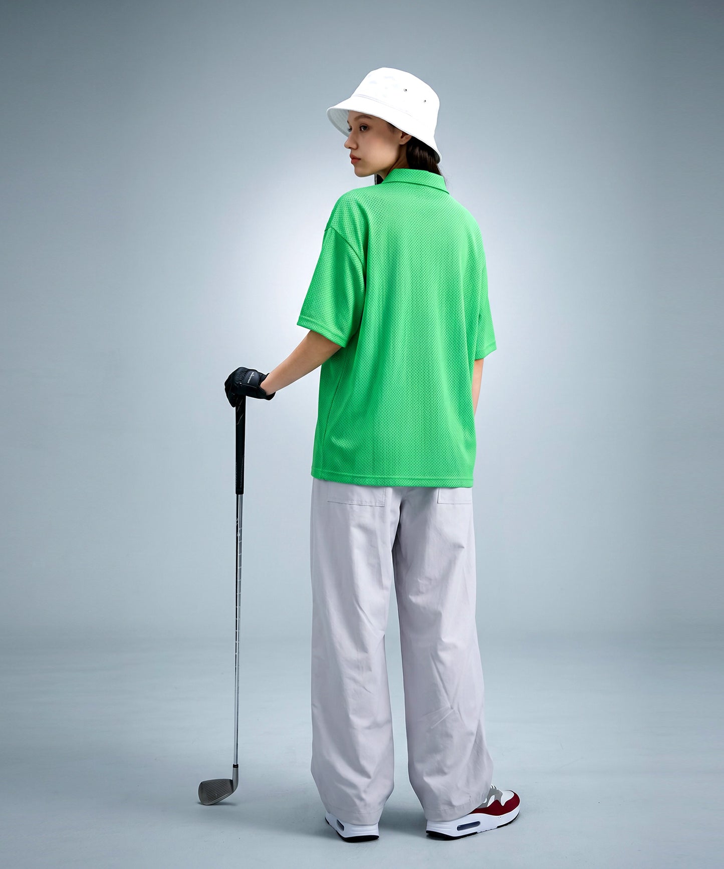 ANTIQUA GOLF×STCH Mesh Fabric, Moisture-Wicking, Quick-Drying, Mock Neck Pullover Ladies