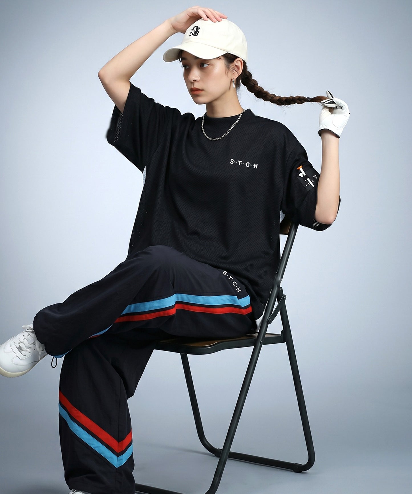 ANTIQUA GOLF×STCH Mesh Fabric, Moisture-Wicking, Quick-Drying, Mock Neck Pullover Ladies