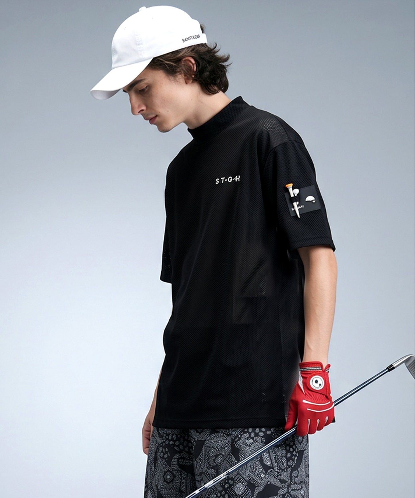 ANTIQUA GOLF×STCHMesh Fabric, Moisture-Wicking, Quick-Drying, Mock Neck Pullover Men’s