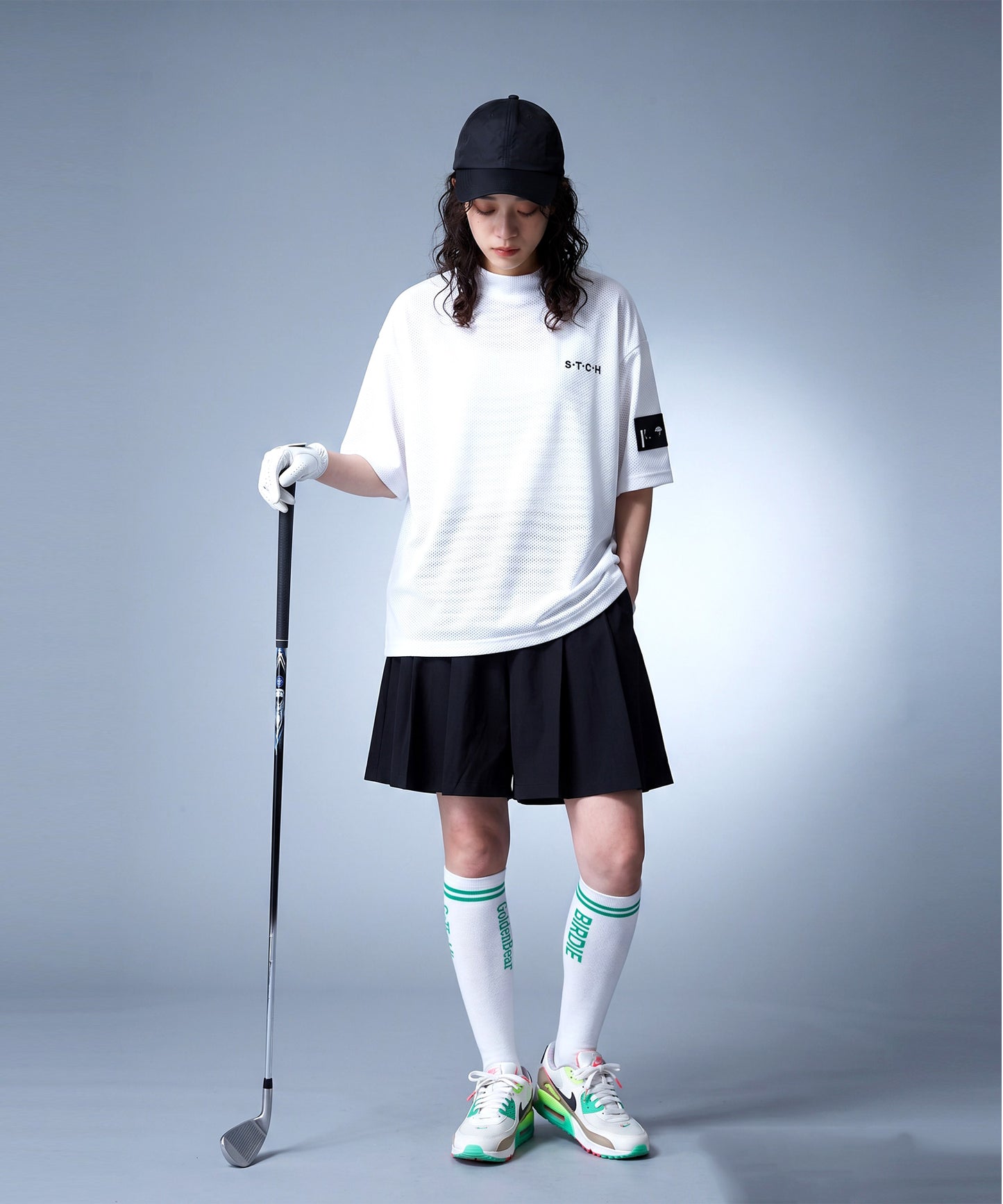 ANTIQUA GOLF×STCH Mesh Fabric, Moisture-Wicking, Quick-Drying, Mock Neck Pullover Ladies