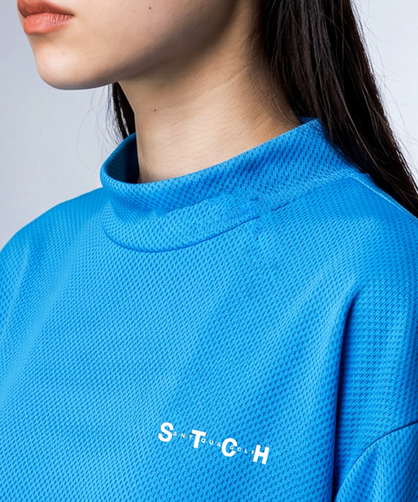 ANTIQUA GOLF×STCH Mesh Fabric, Moisture-Wicking, Quick-Drying, Mock Neck Pullover Ladies