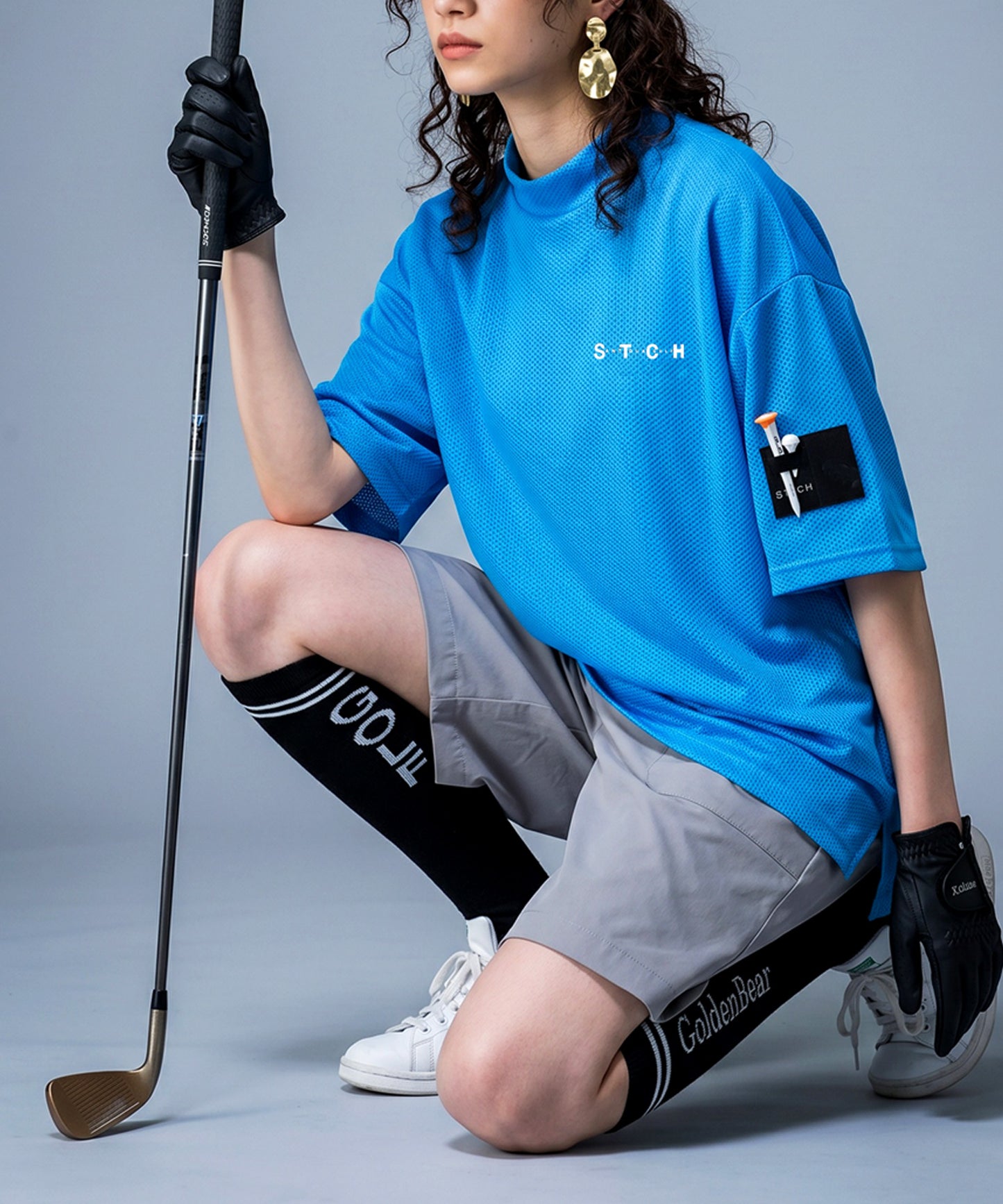 ANTIQUA GOLF×STCH Mesh Fabric, Moisture-Wicking, Quick-Drying, Mock Neck Pullover Ladies