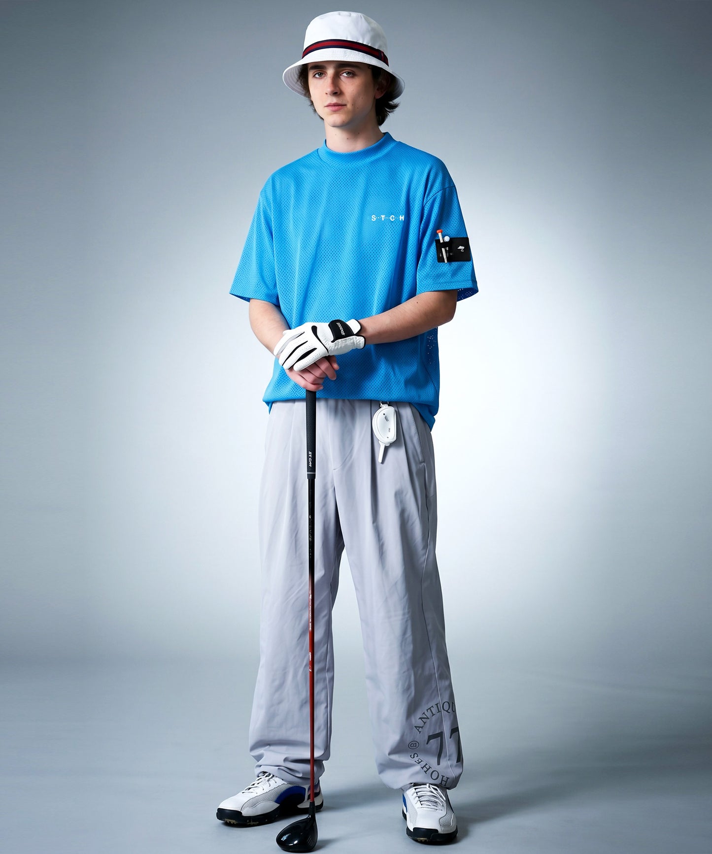 ANTIQUA GOLF×STCHMesh Fabric, Moisture-Wicking, Quick-Drying, Mock Neck Pullover Men’s