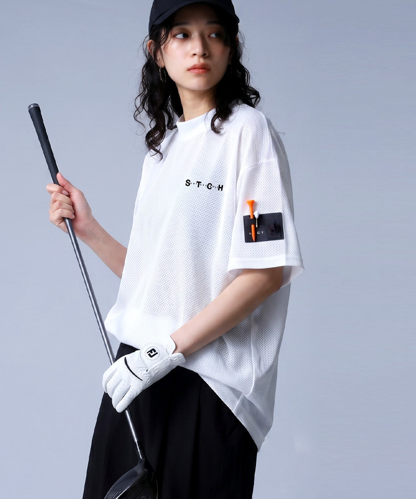 ANTIQUA GOLF×STCH Mesh Fabric, Moisture-Wicking, Quick-Drying, Mock Neck Pullover Ladies