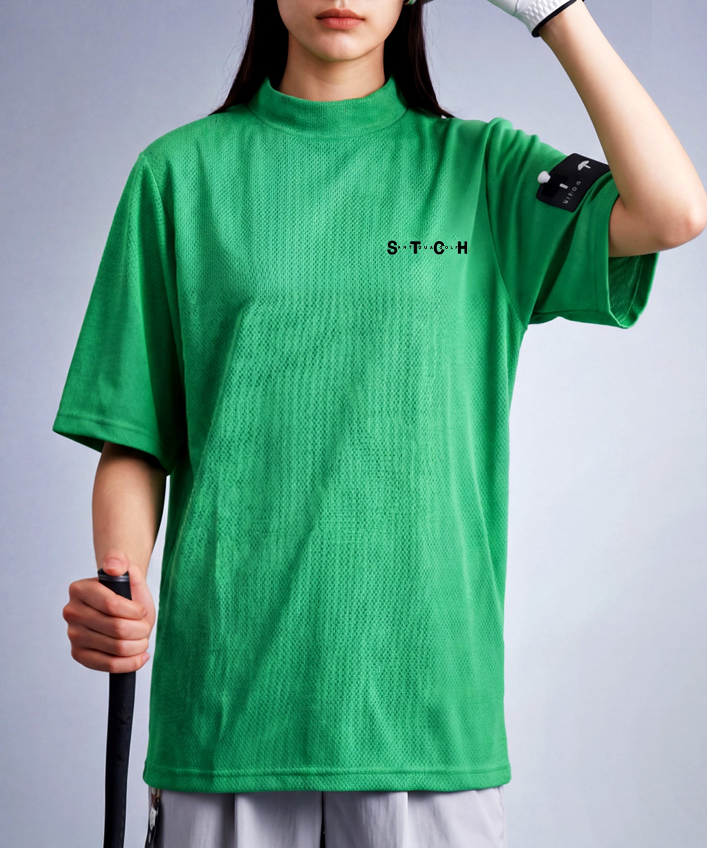 ANTIQUA GOLF×STCH Mesh Fabric, Moisture-Wicking, Quick-Drying, Mock Neck Pullover Ladies