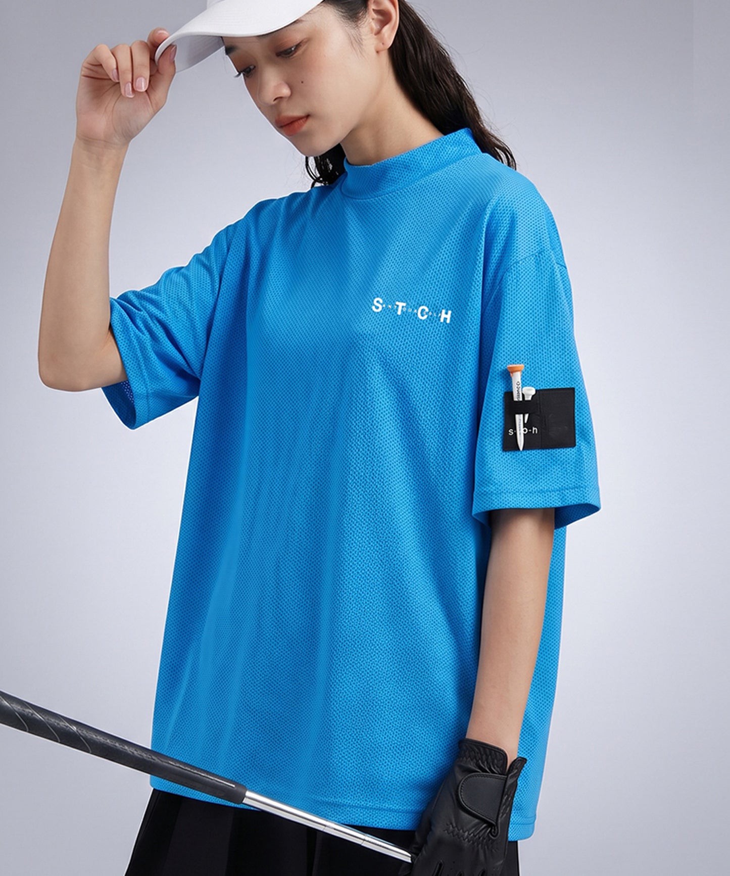 ANTIQUA GOLF×STCH Mesh Fabric, Moisture-Wicking, Quick-Drying, Mock Neck Pullover Ladies