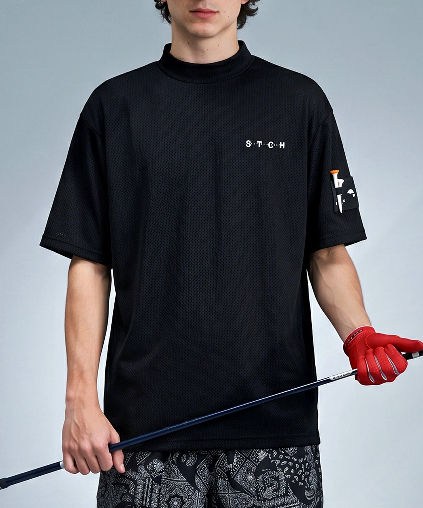 ANTIQUA GOLF×STCHMesh Fabric, Moisture-Wicking, Quick-Drying, Mock Neck Pullover Men’s