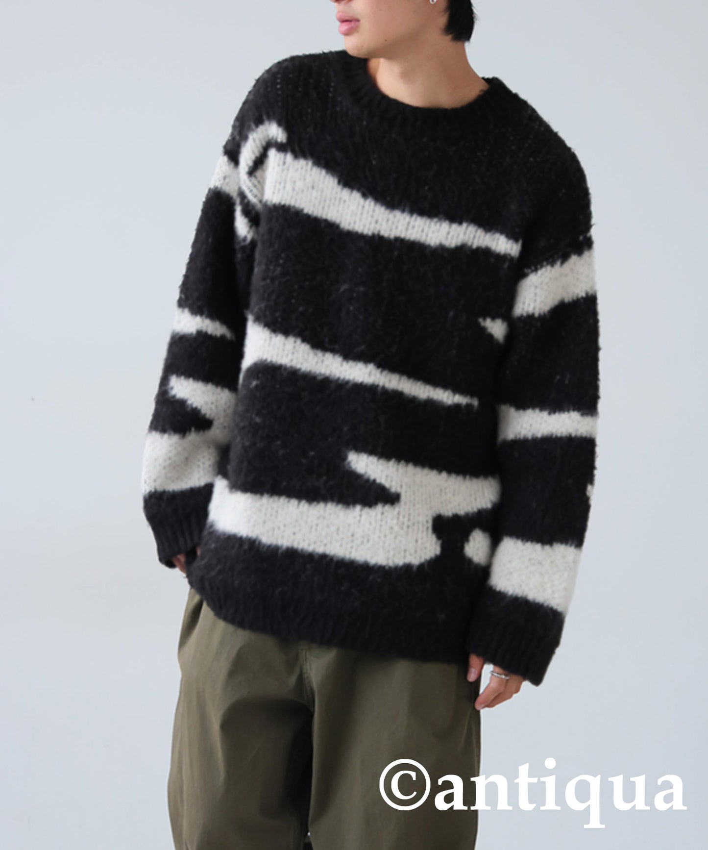 Zebra pattern Knit tops Men's