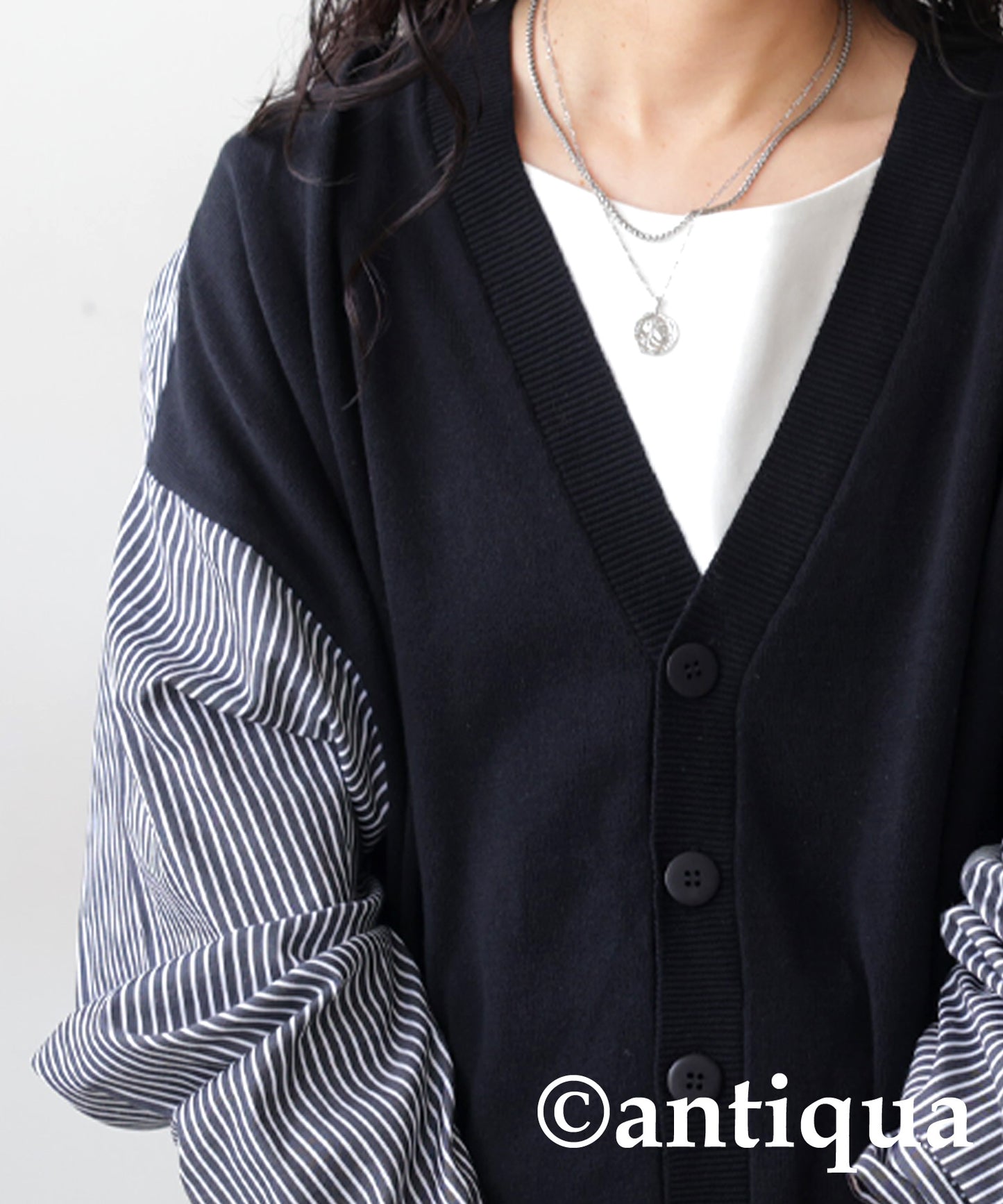 Different Material Docking Cardigan Ladies