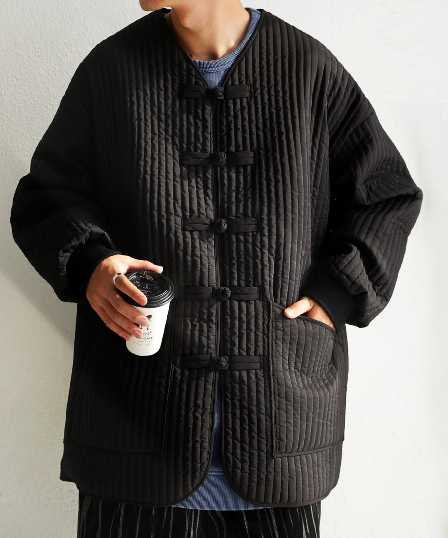 Men's quilting jacket Chinese button knot