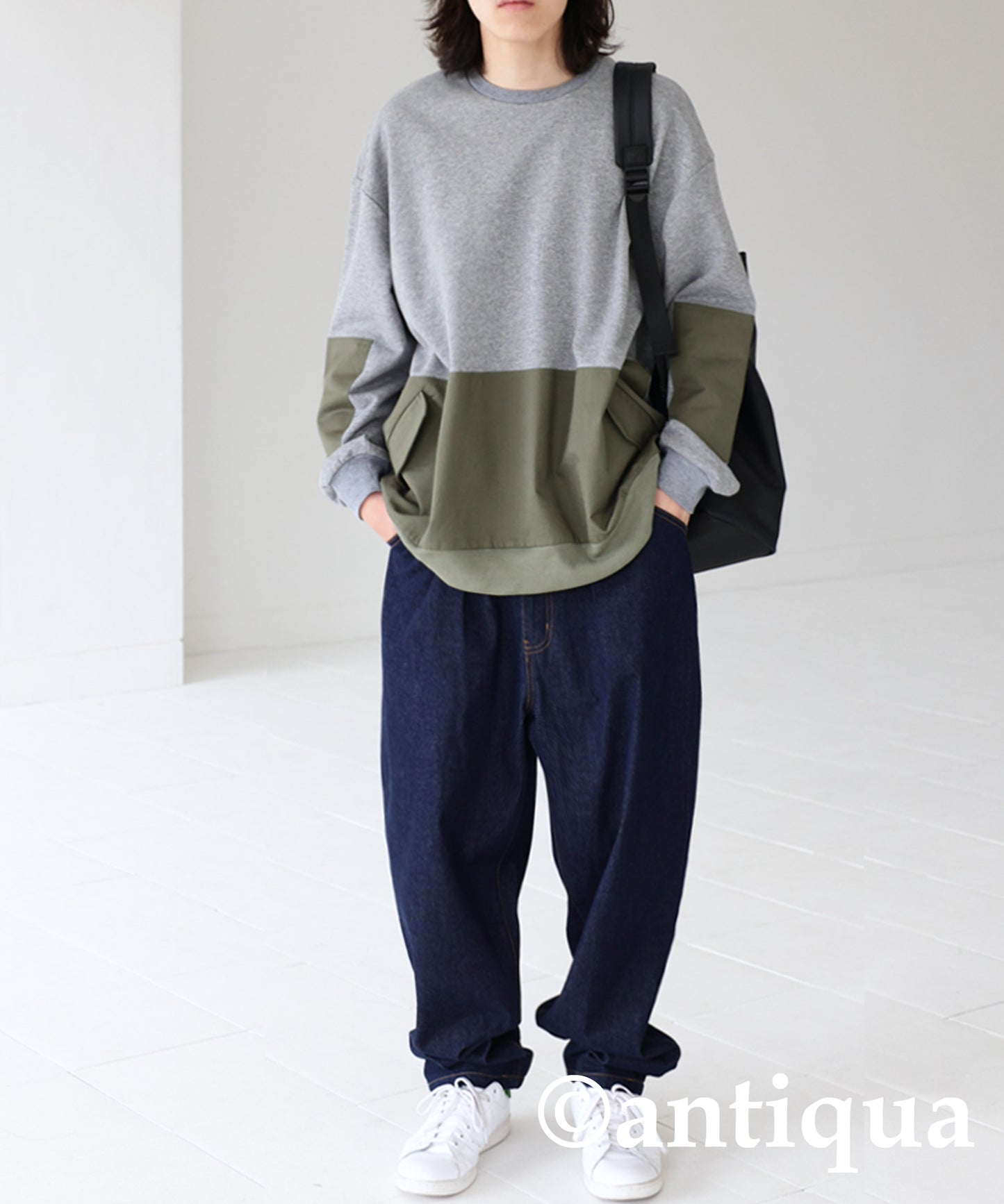 Different material switching Men's sweatshirt