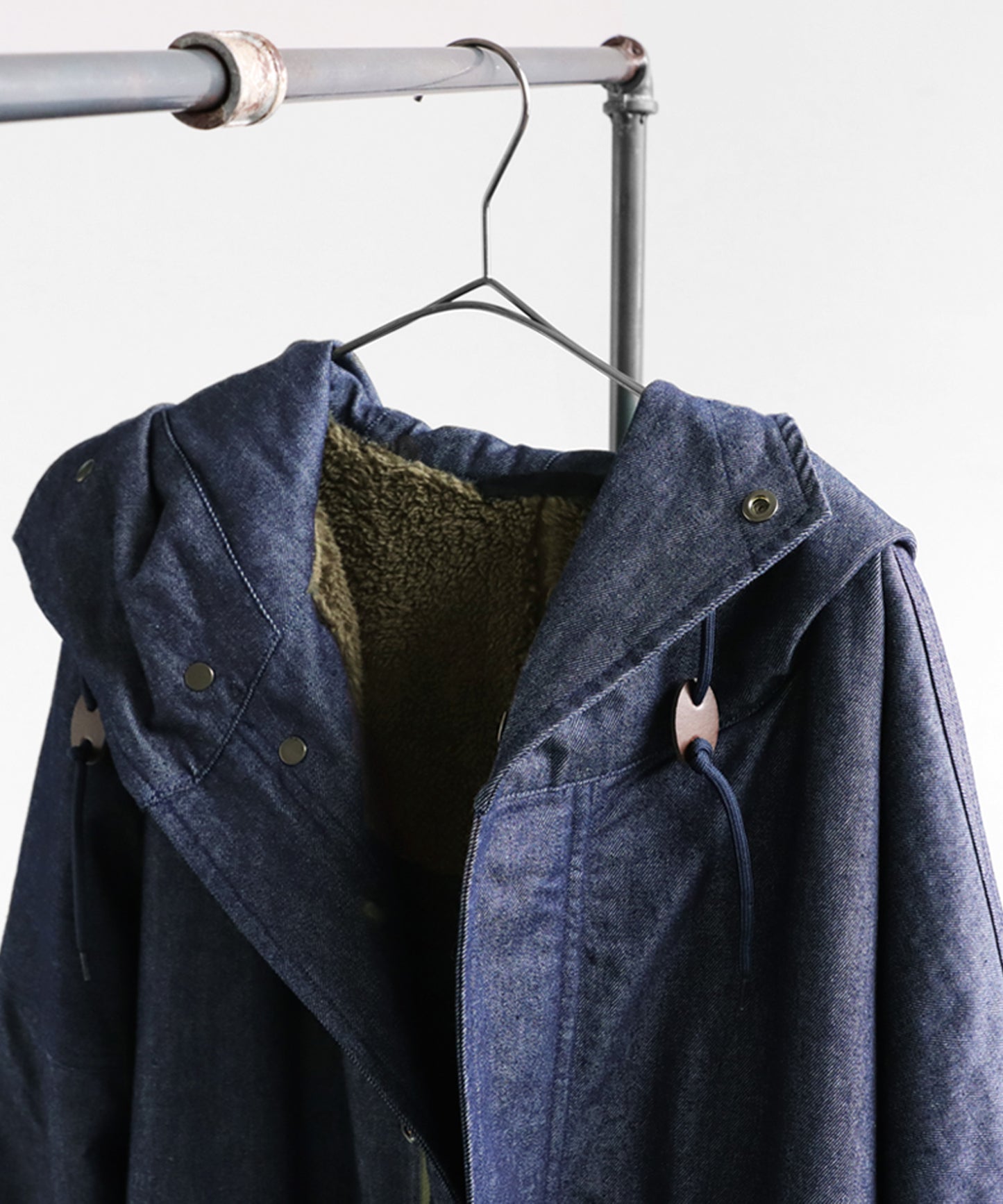 Denim Men's long coat boa lining