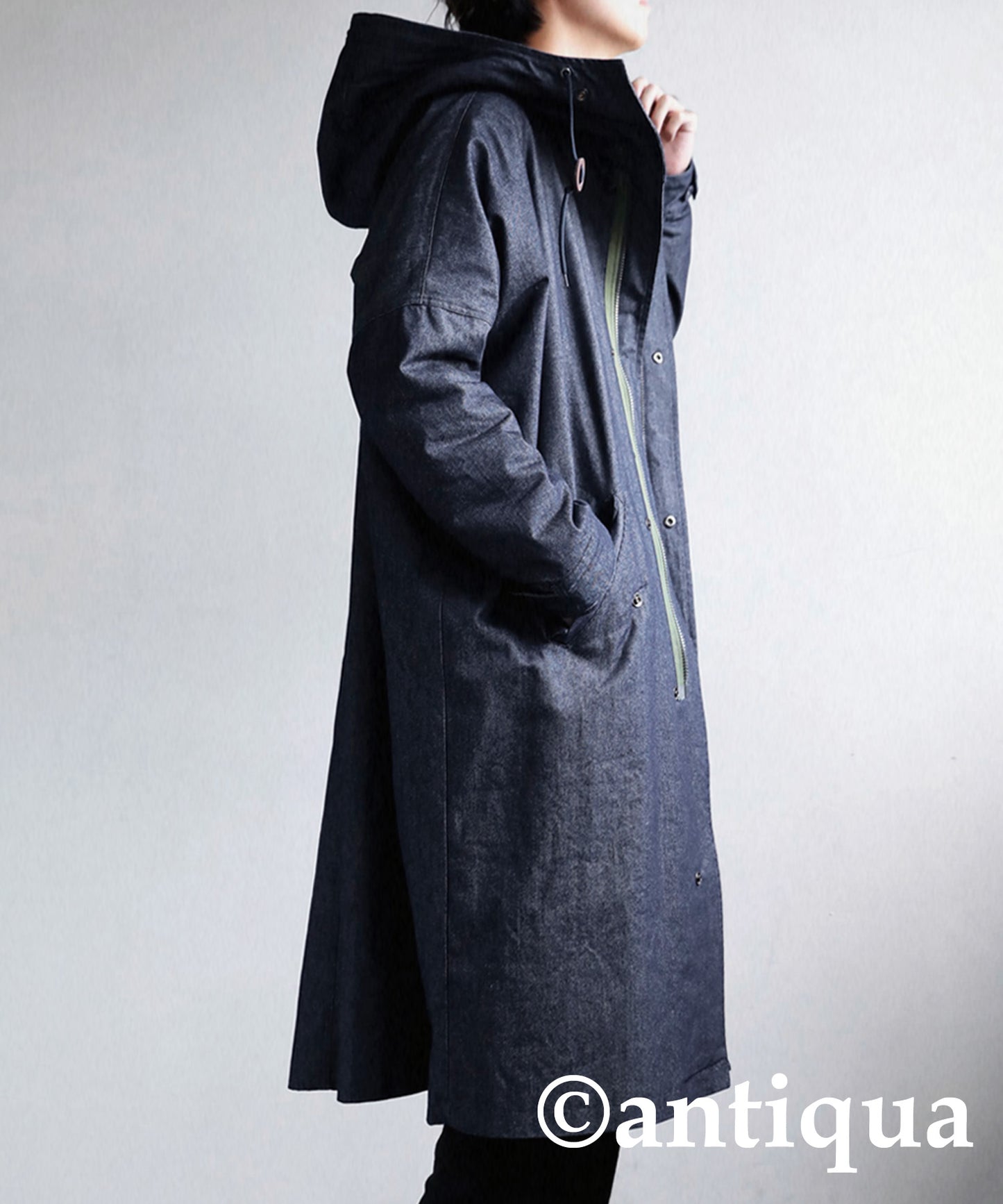 Denim Men's long coat boa lining