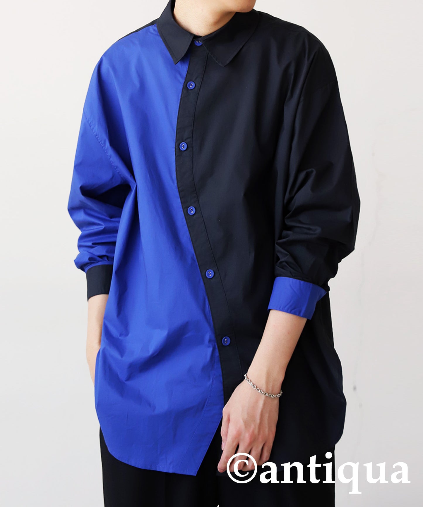 Bicolor Design Shirt Men's