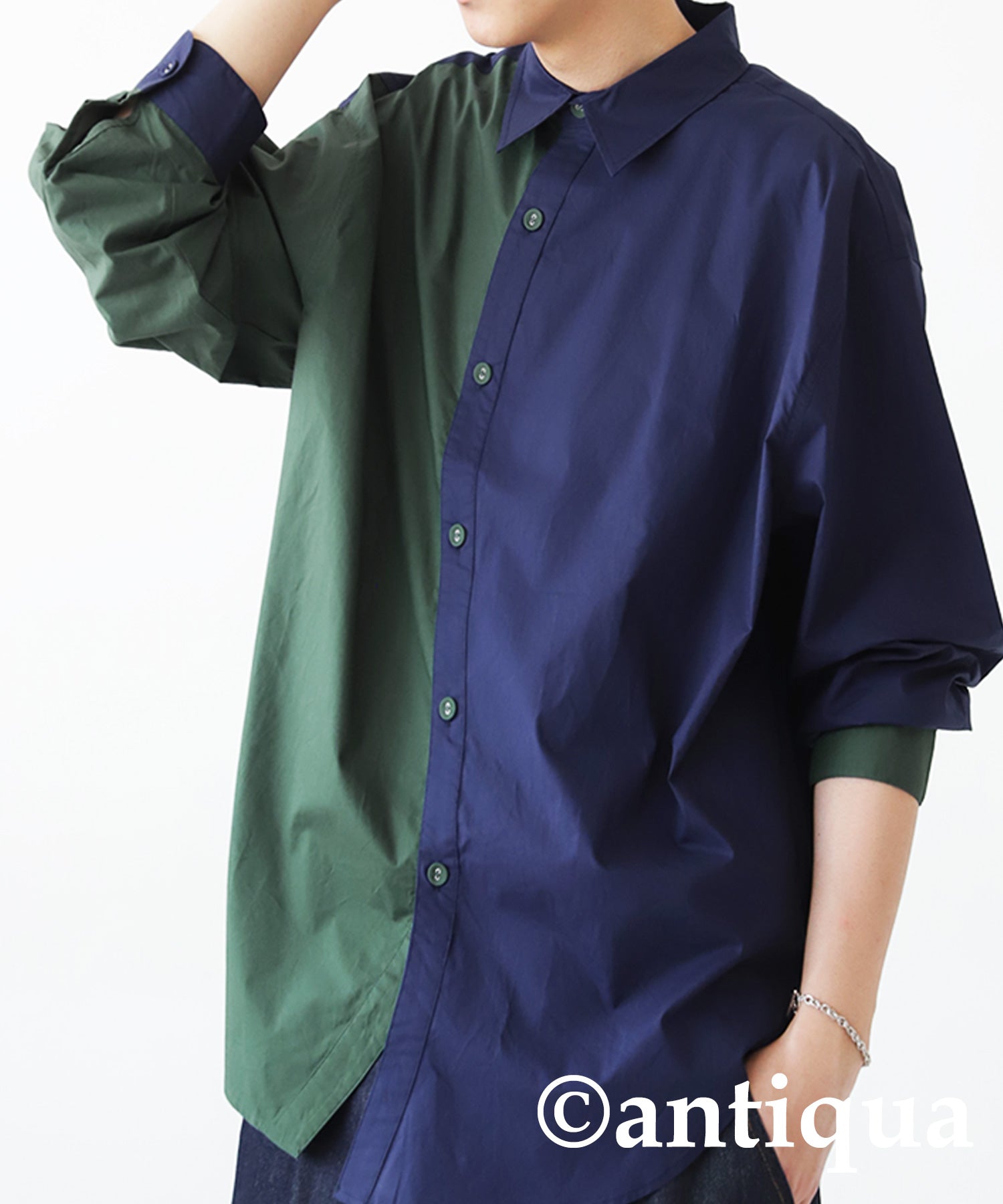 Bicolor Design Shirt Men's