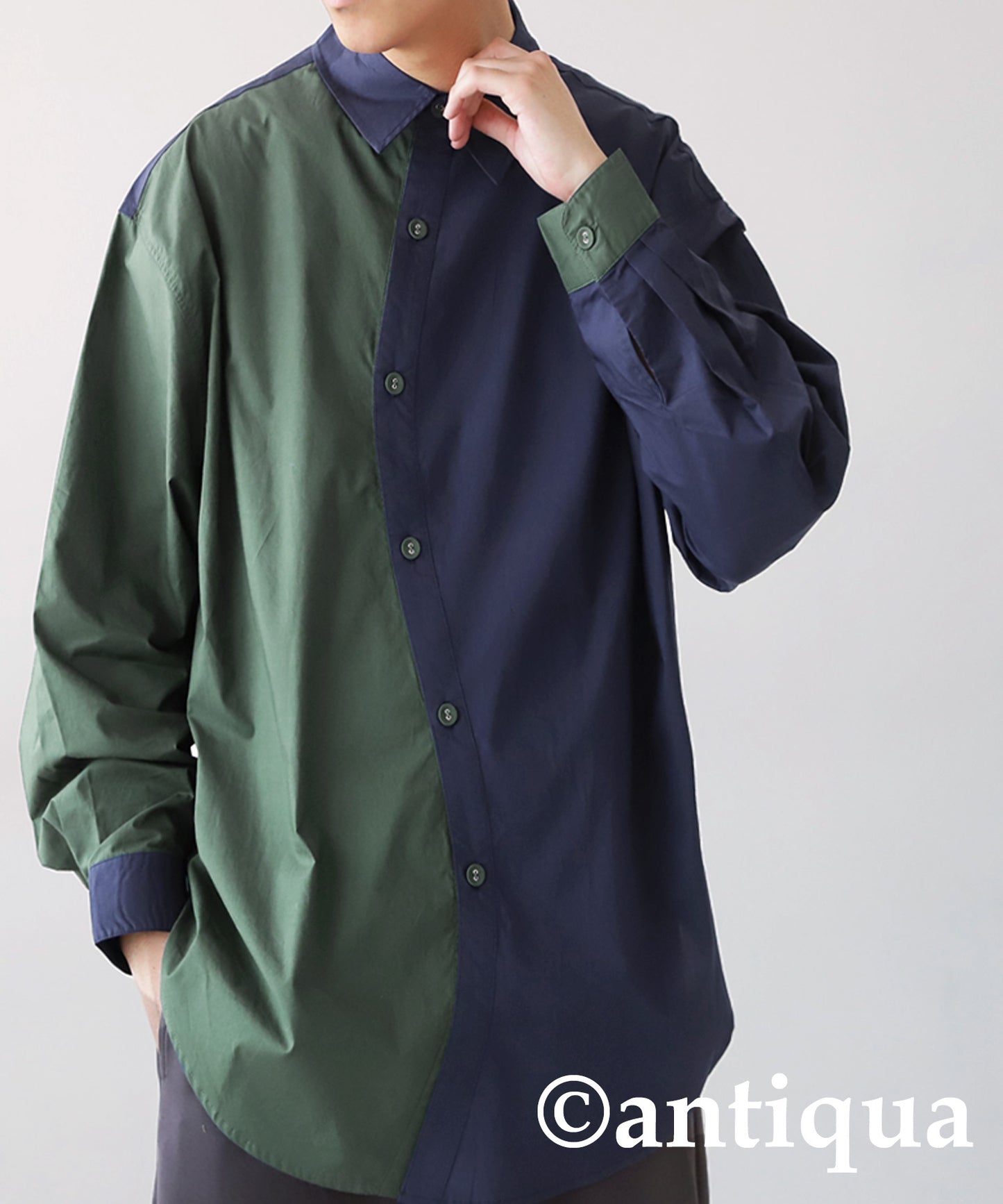 Bicolor Design Shirt Men's