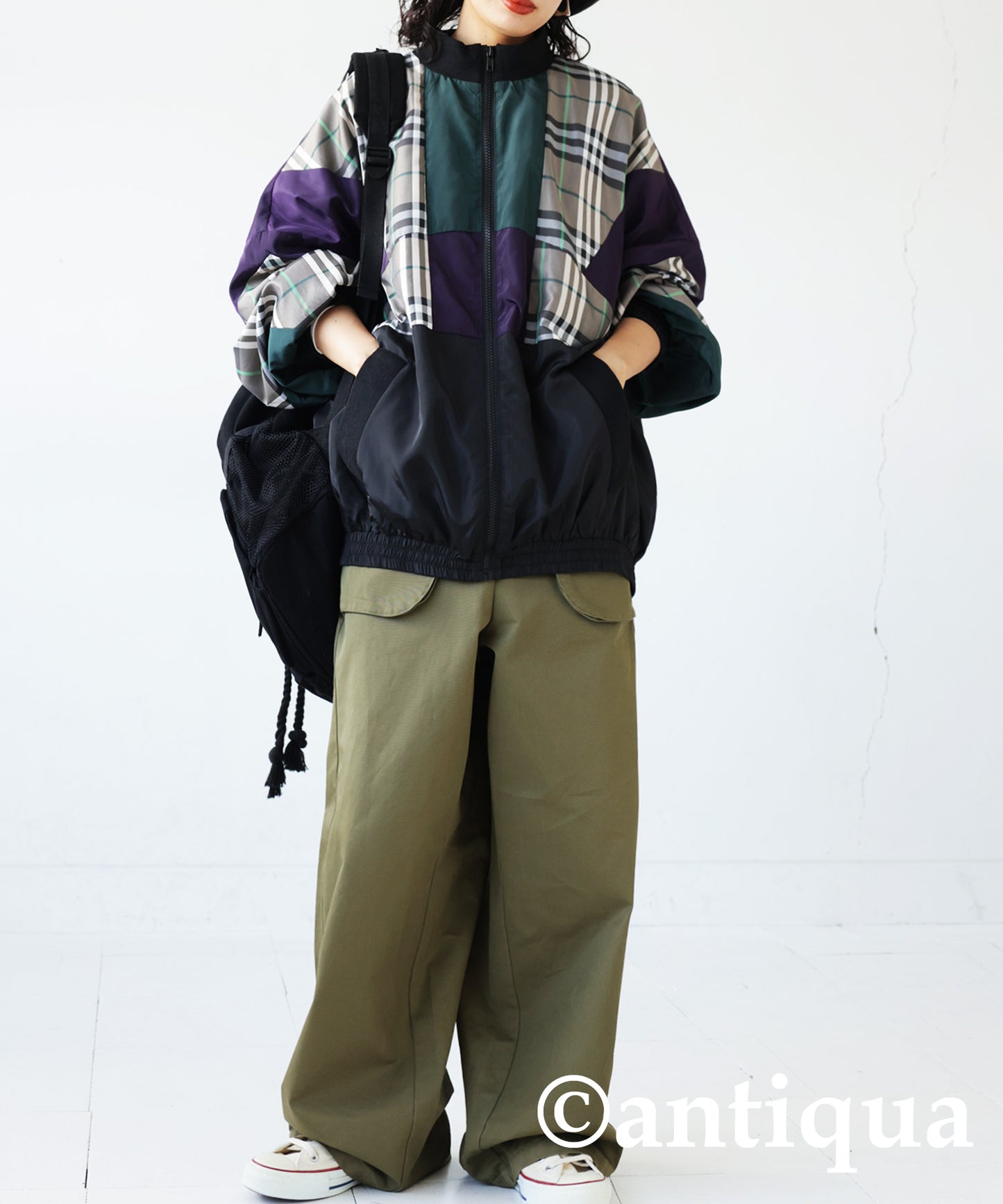 Ladies outerwear plaid plain switching