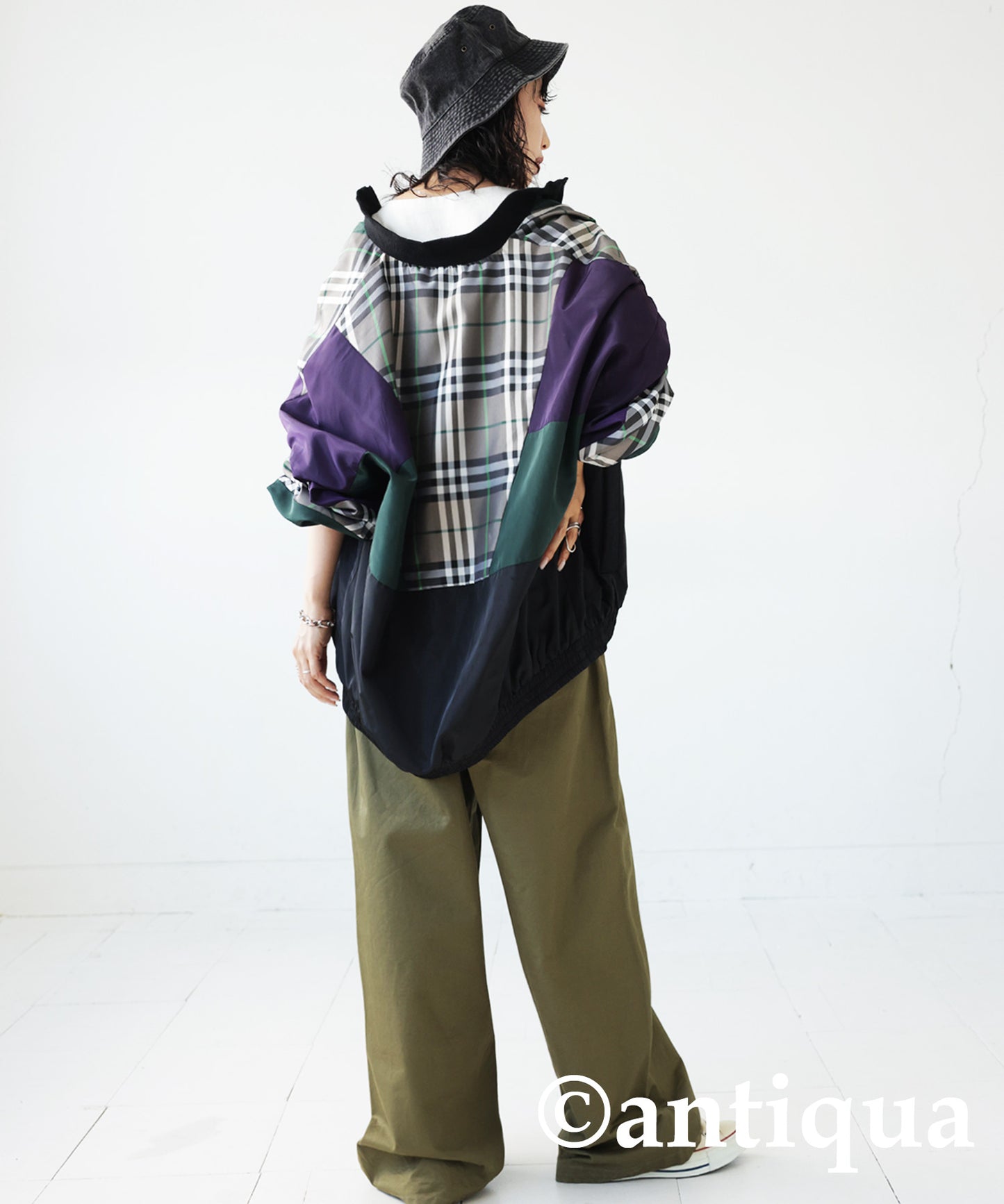 Ladies outerwear plaid plain switching