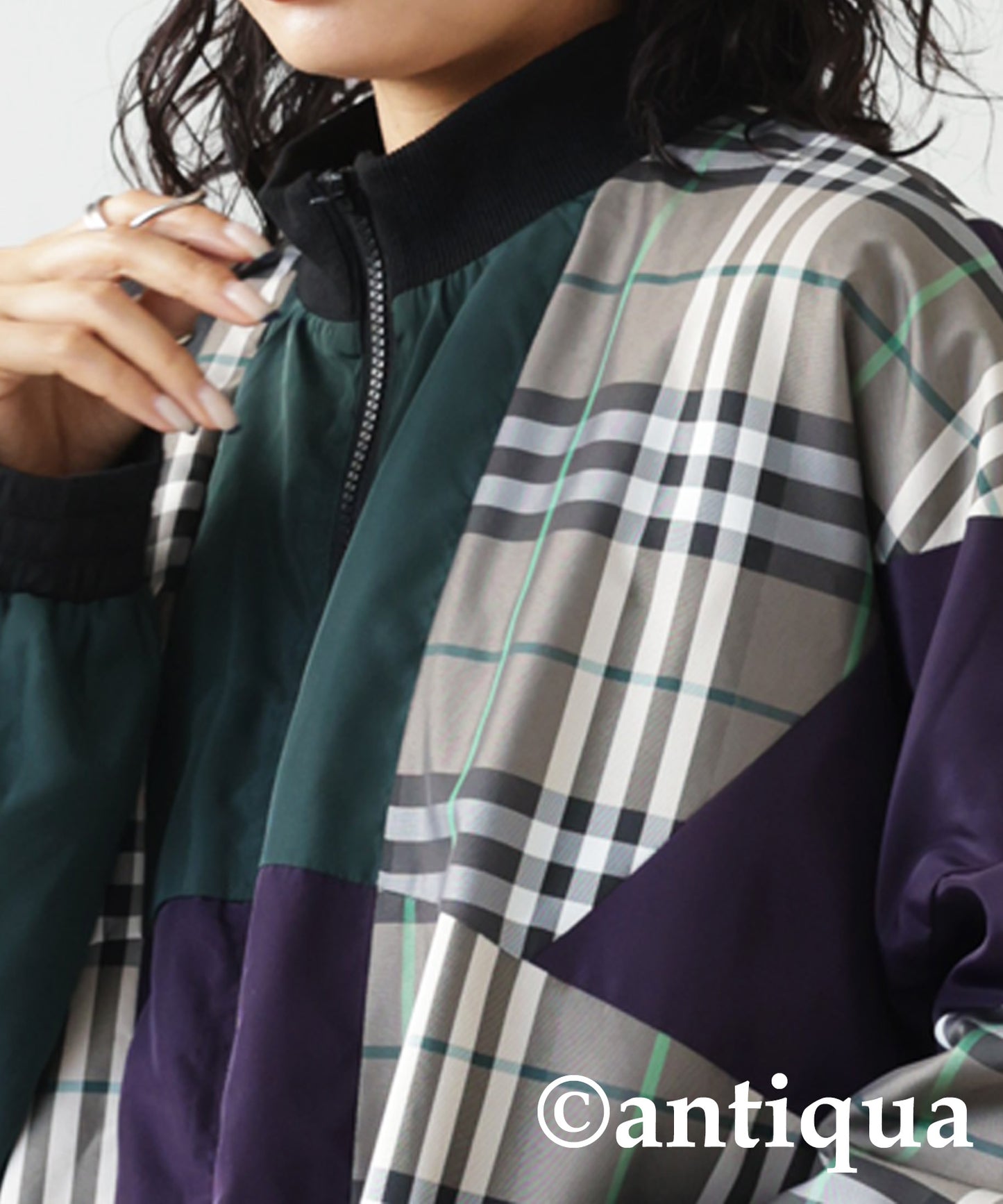 Ladies outerwear plaid plain switching