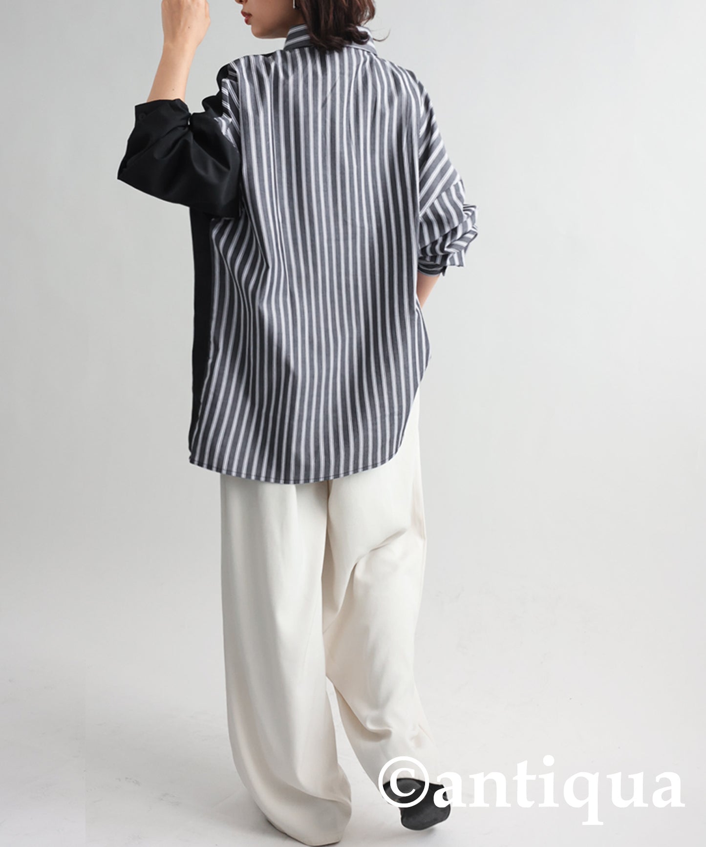 Asymmetry shirt stripes and black Ladies