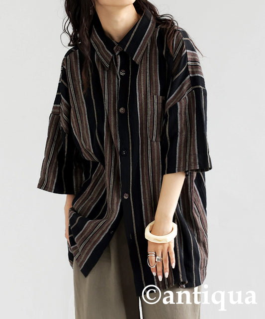 Ethnic striped pattern shirt Ladies