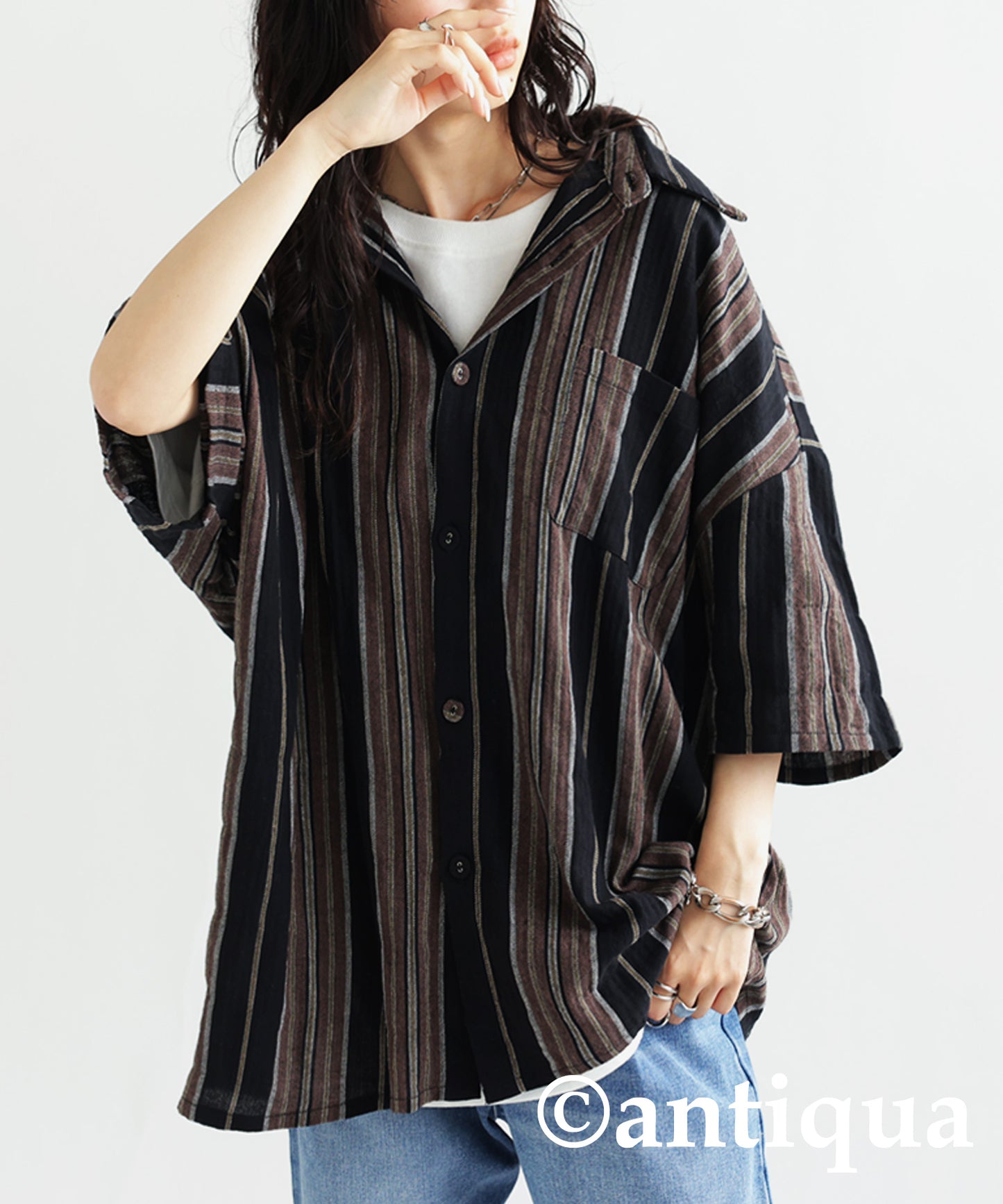 Ethnic striped pattern shirt Ladies