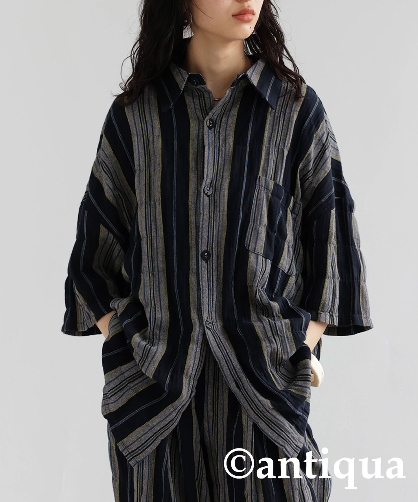 Ethnic striped pattern shirt Ladies