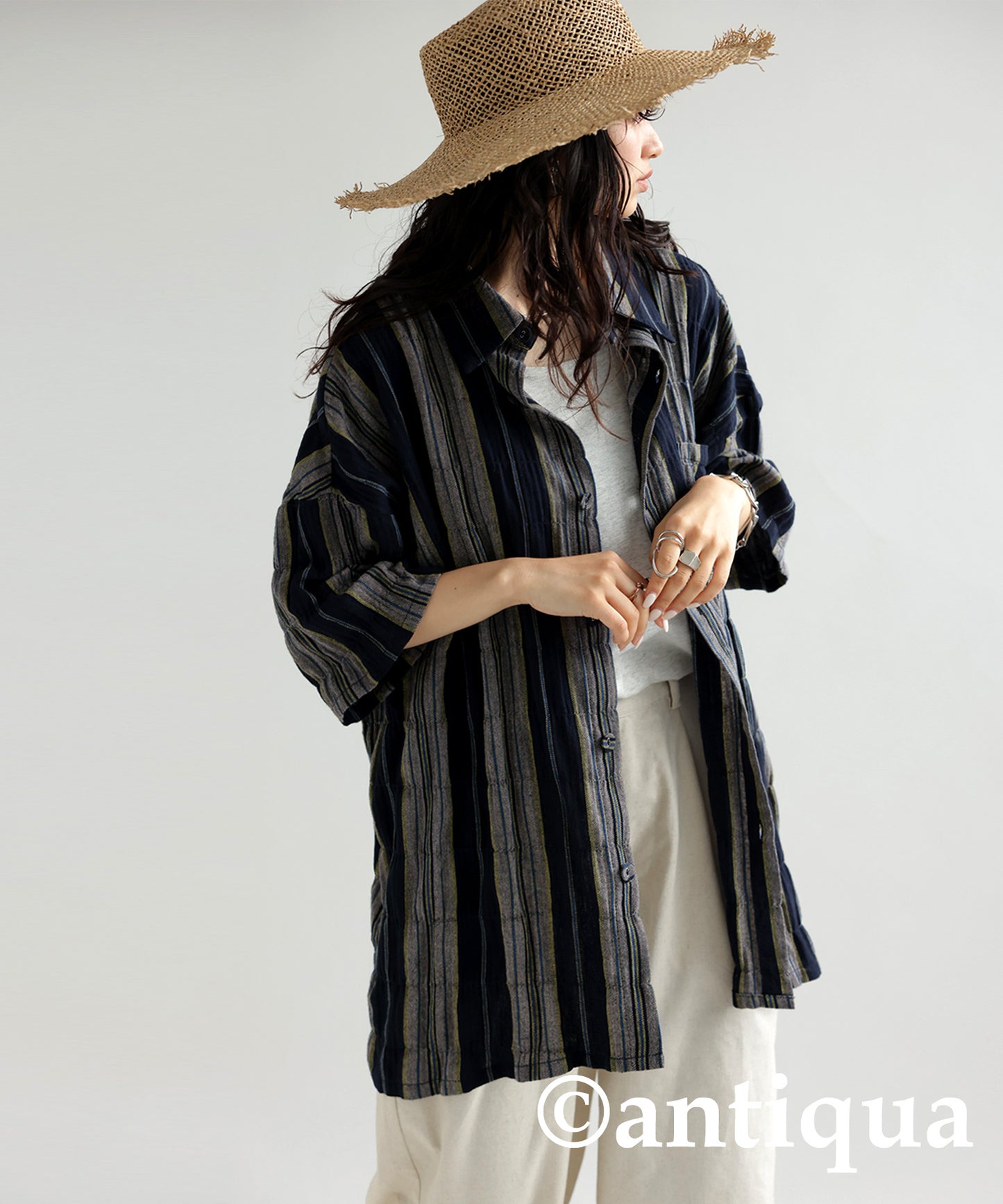 Ethnic striped pattern shirt Ladies