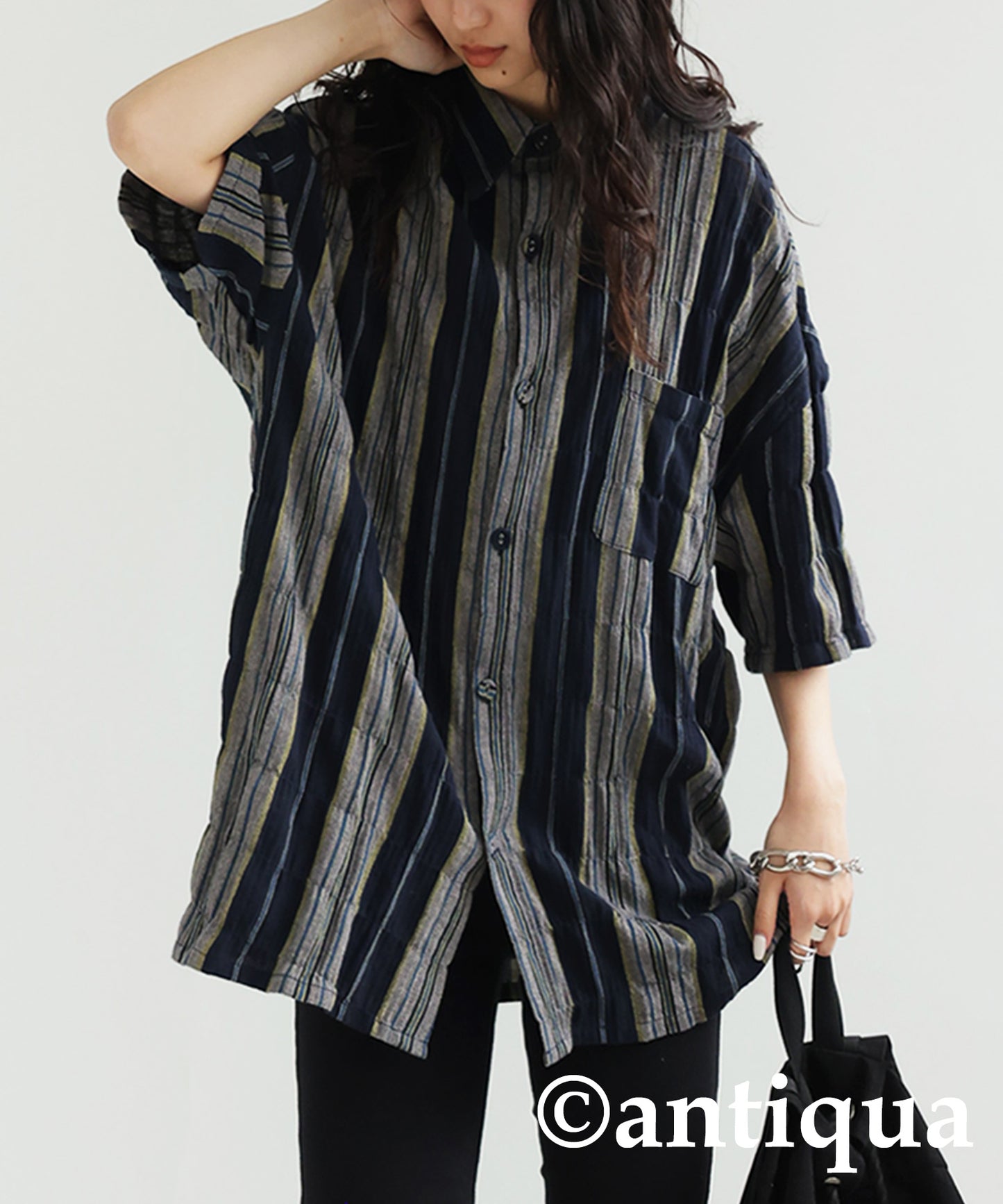 Ethnic striped pattern shirt Ladies