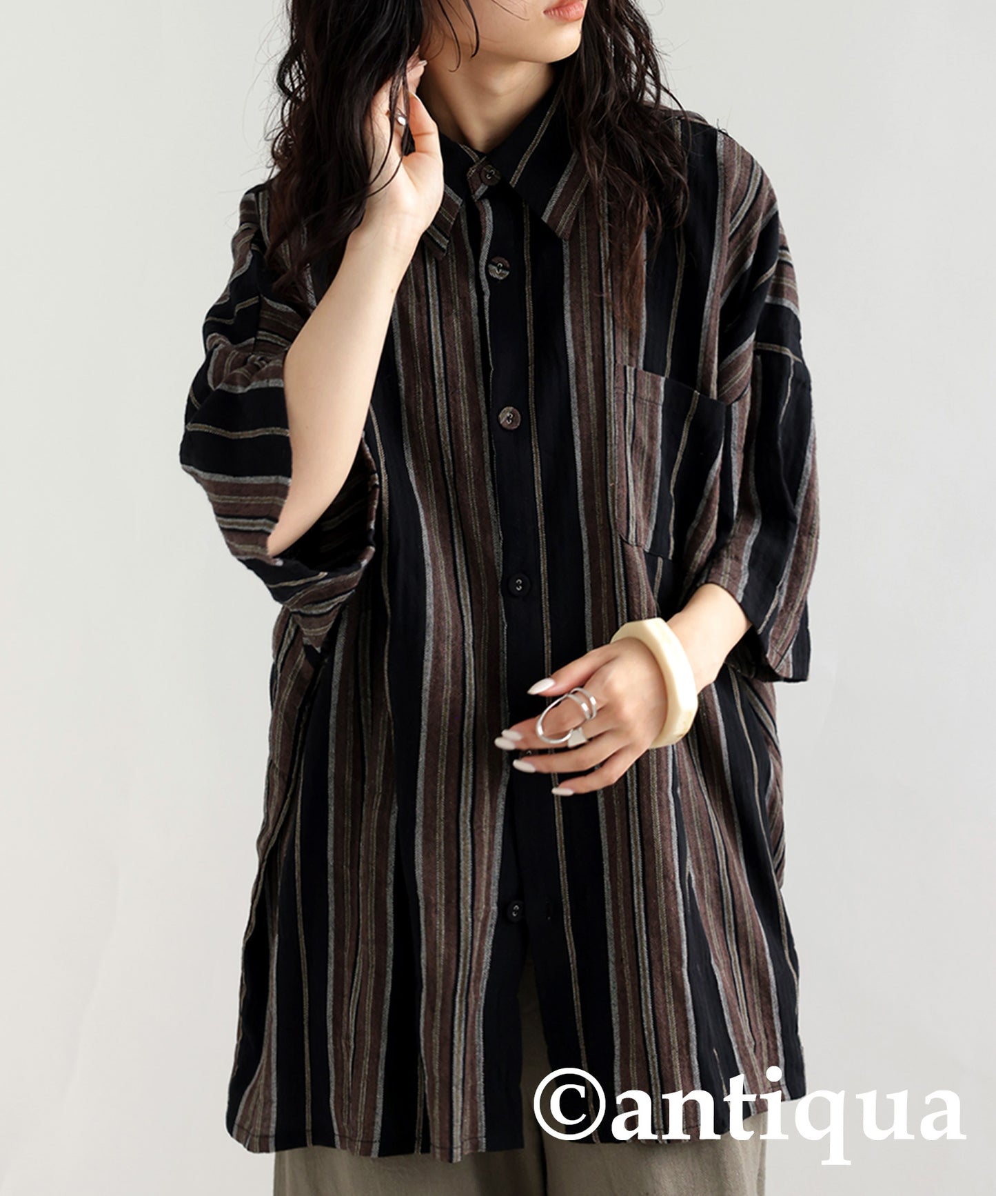 Ethnic striped pattern shirt Ladies