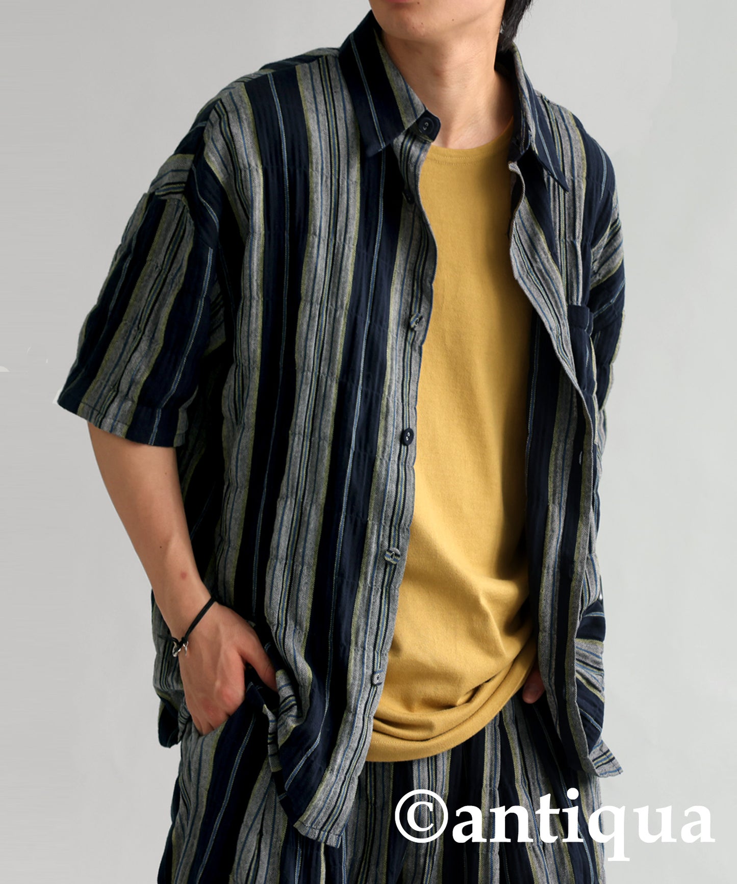 Ethnic striped pattern shirt Men's