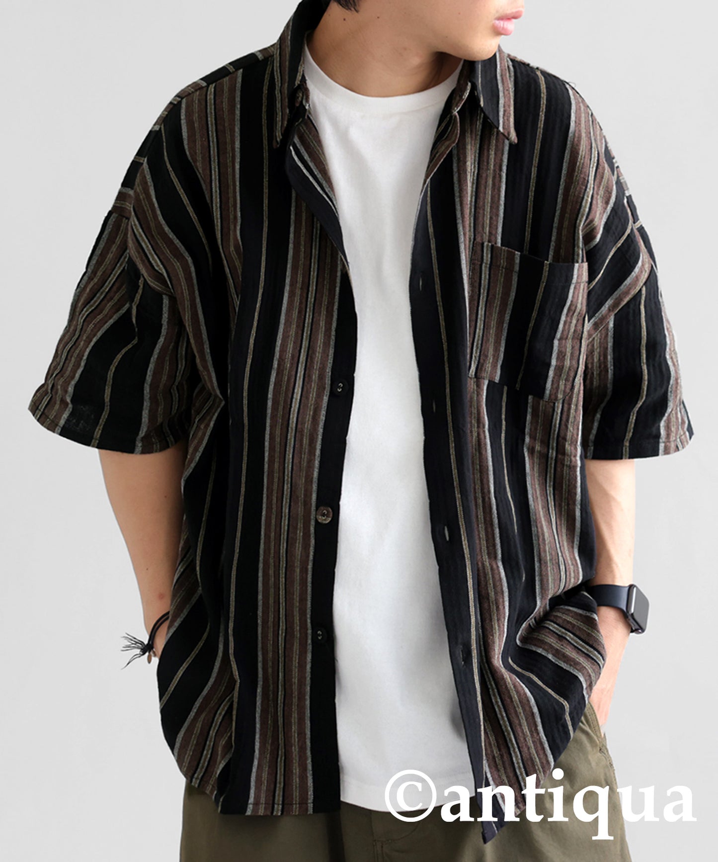 Ethnic striped pattern shirt Men's