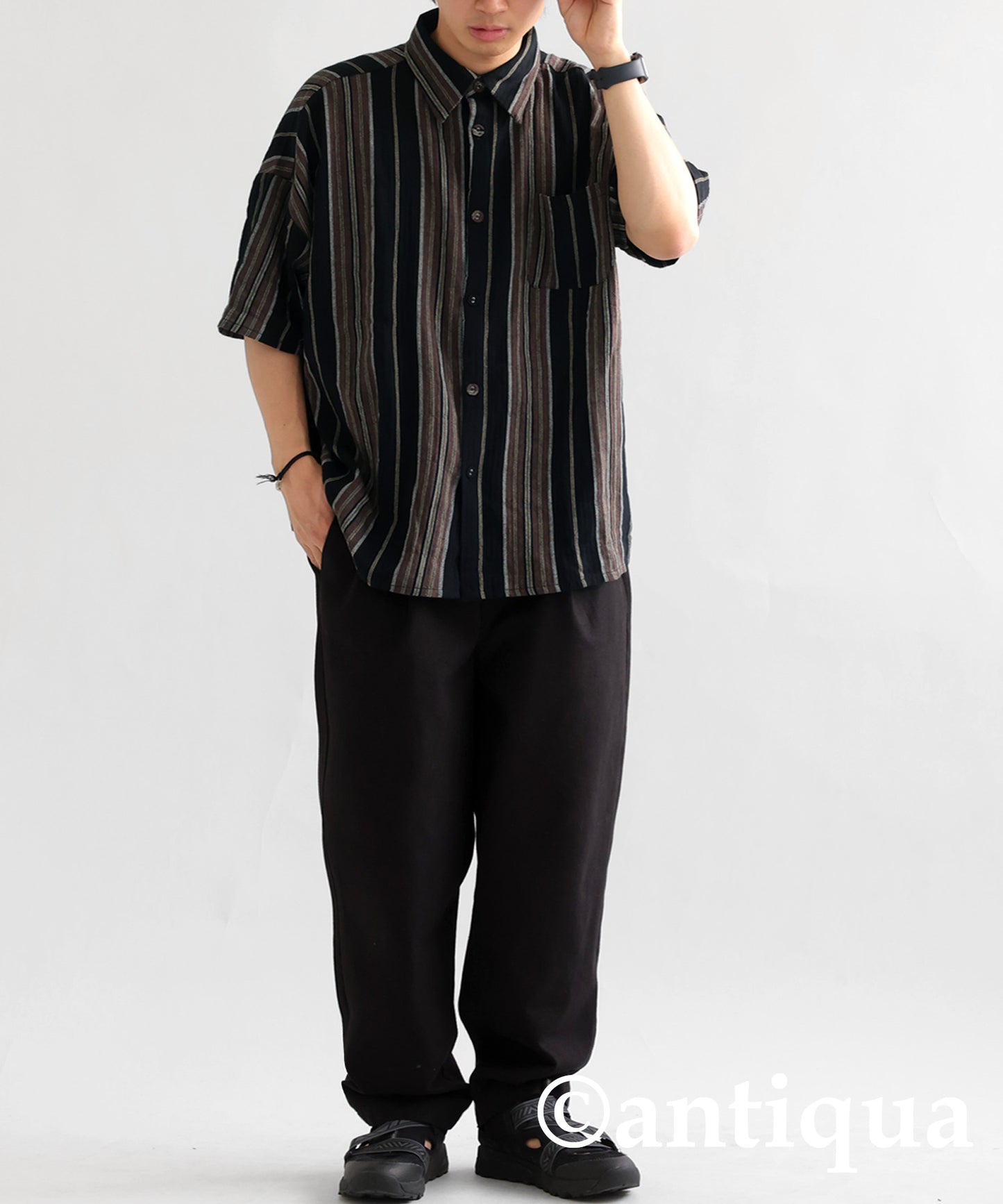 Ethnic striped pattern shirt Men's