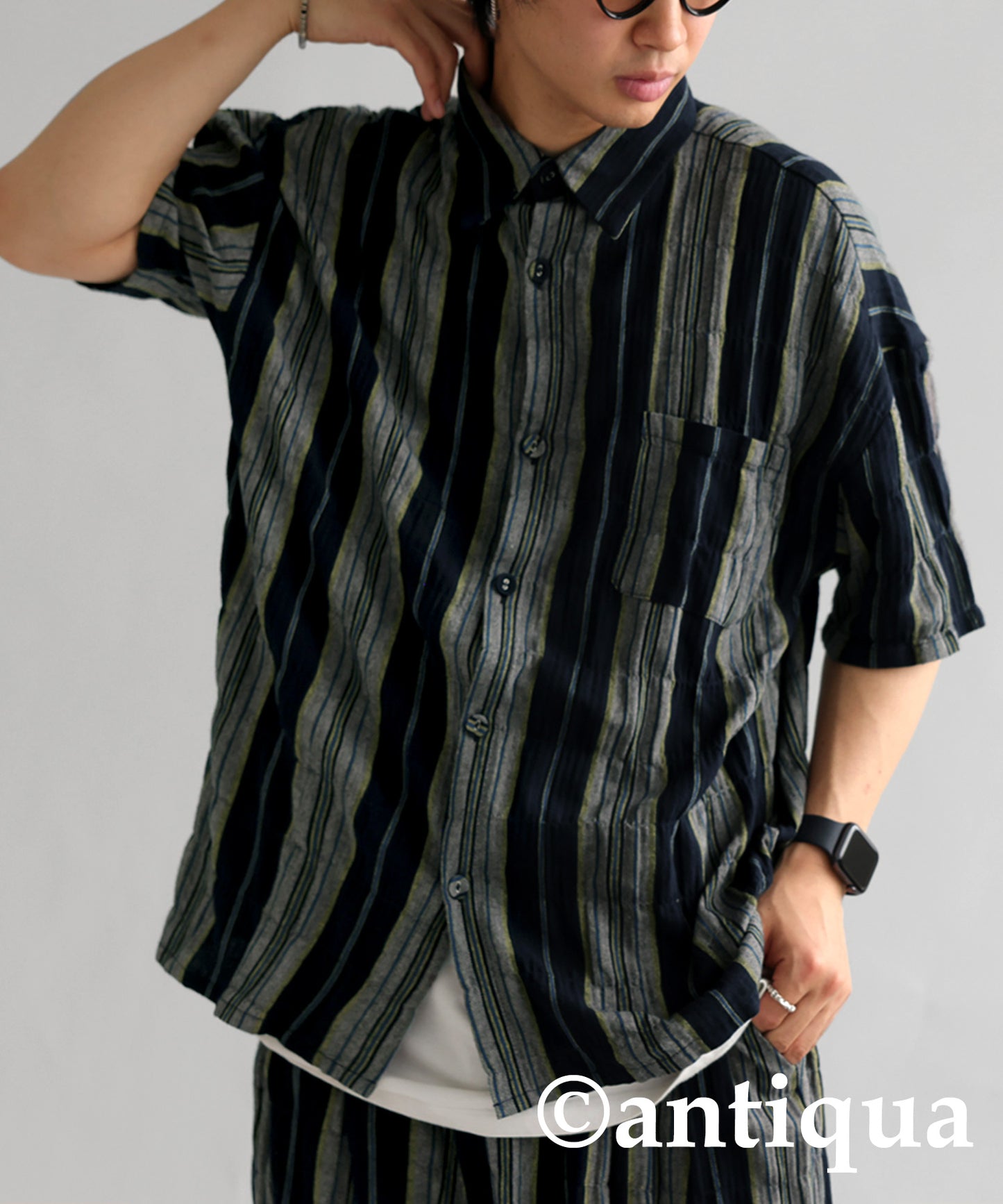 Ethnic striped pattern shirt Men's