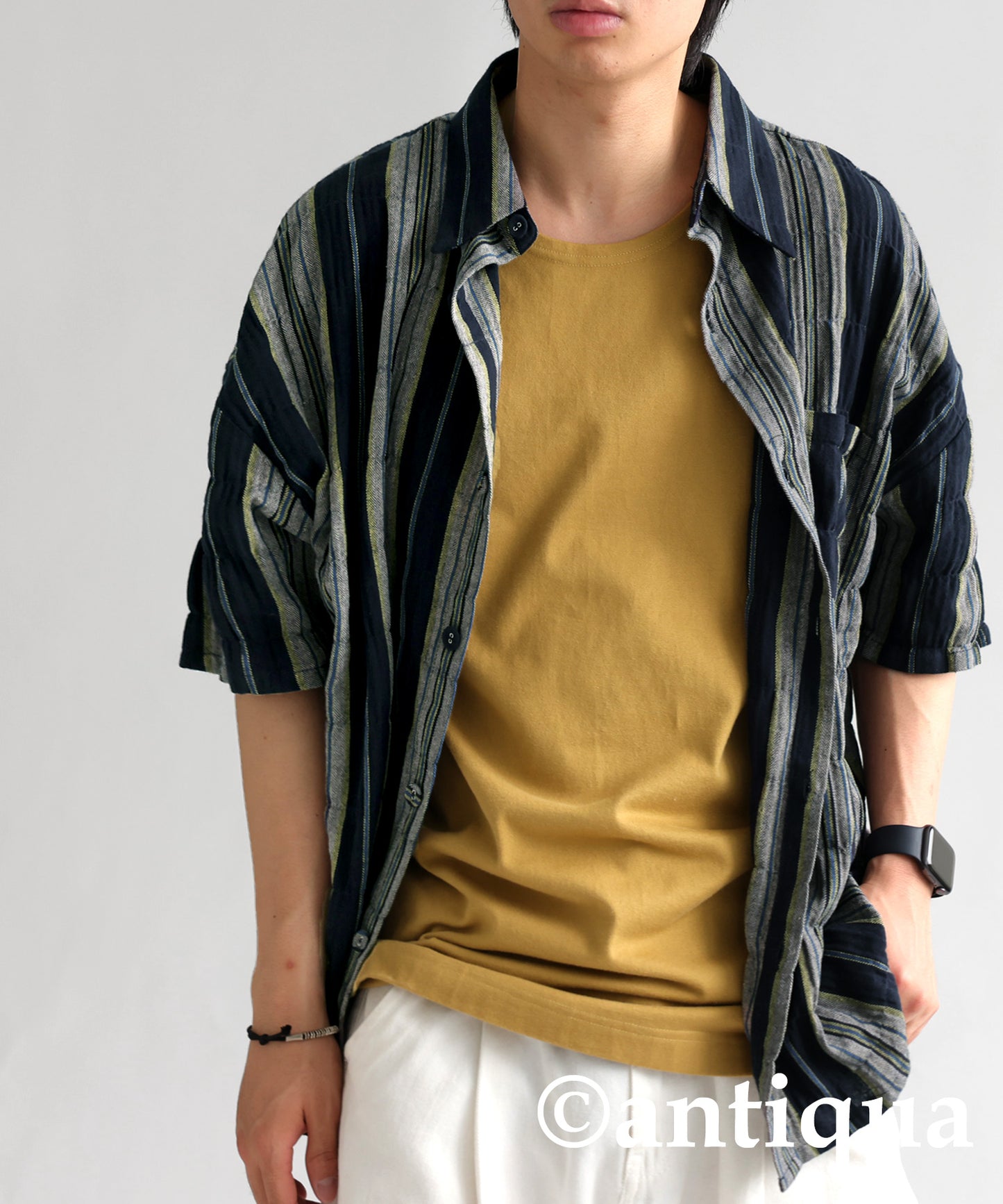 Ethnic striped pattern shirt Men's