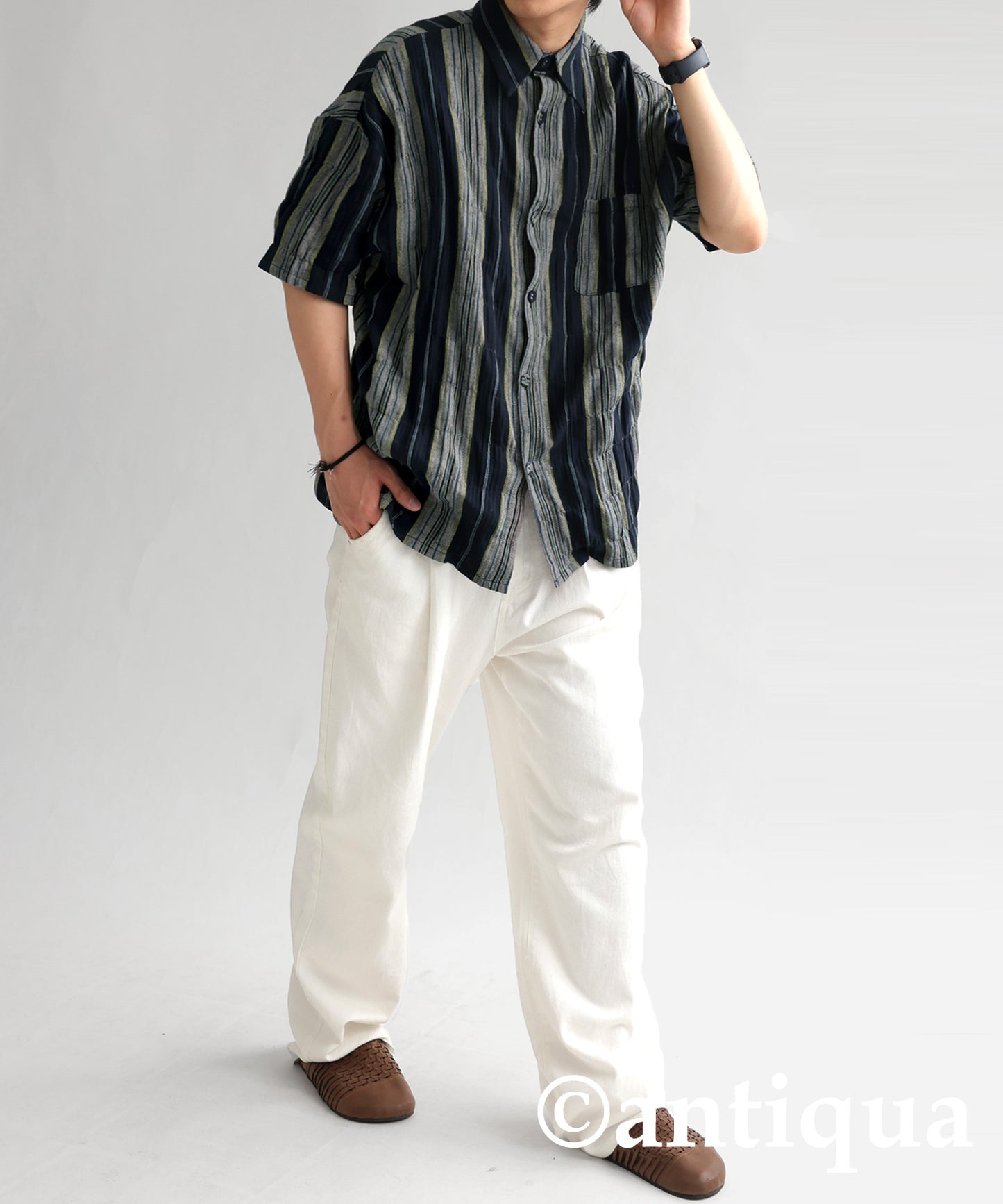 Ethnic striped pattern shirt Men's