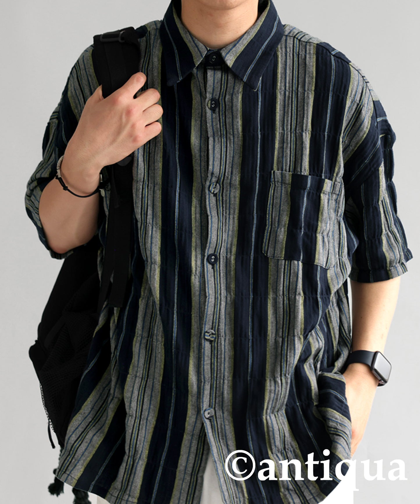 Ethnic striped pattern shirt Men's