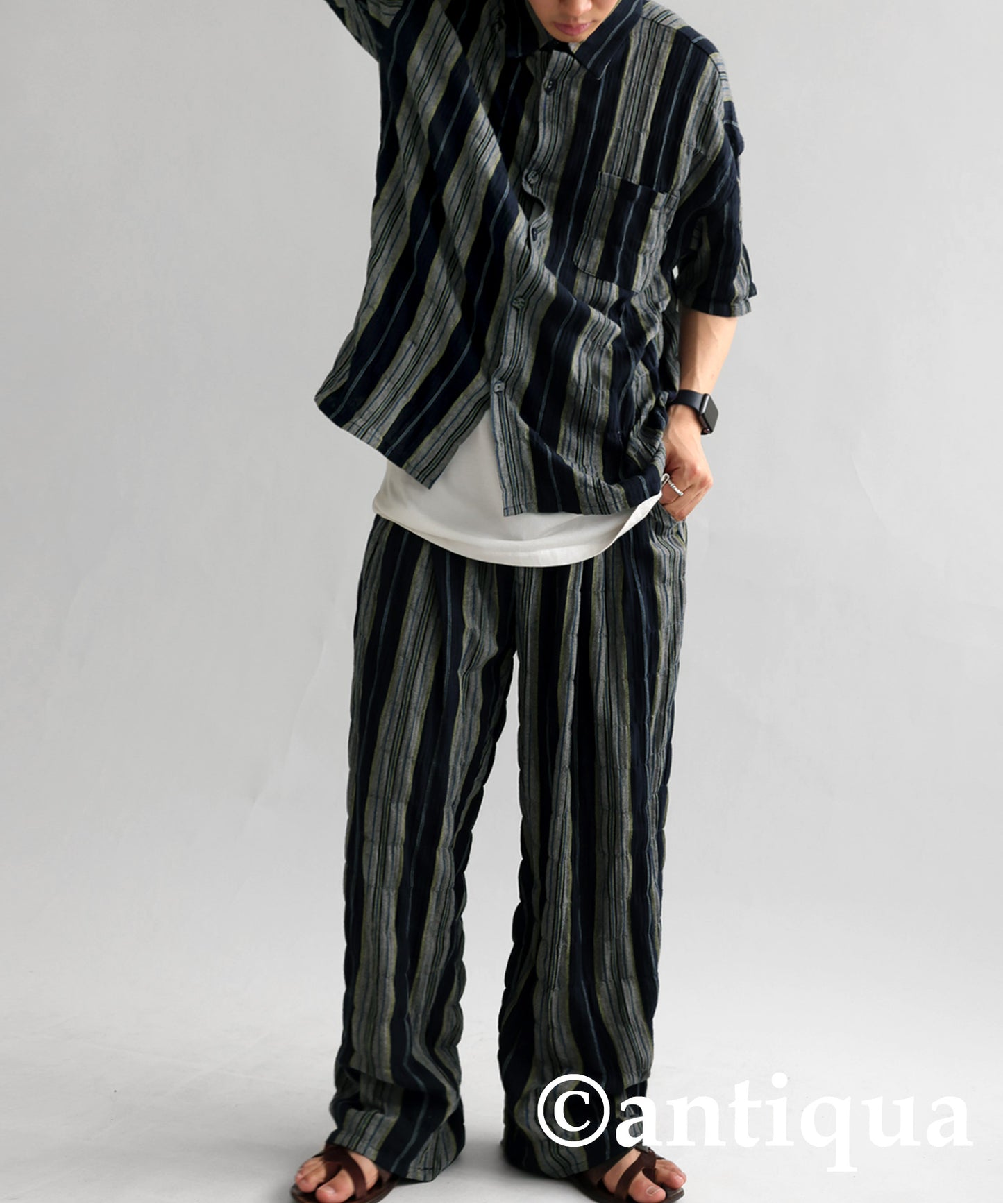 Ethnic striped pattern shirt Men's