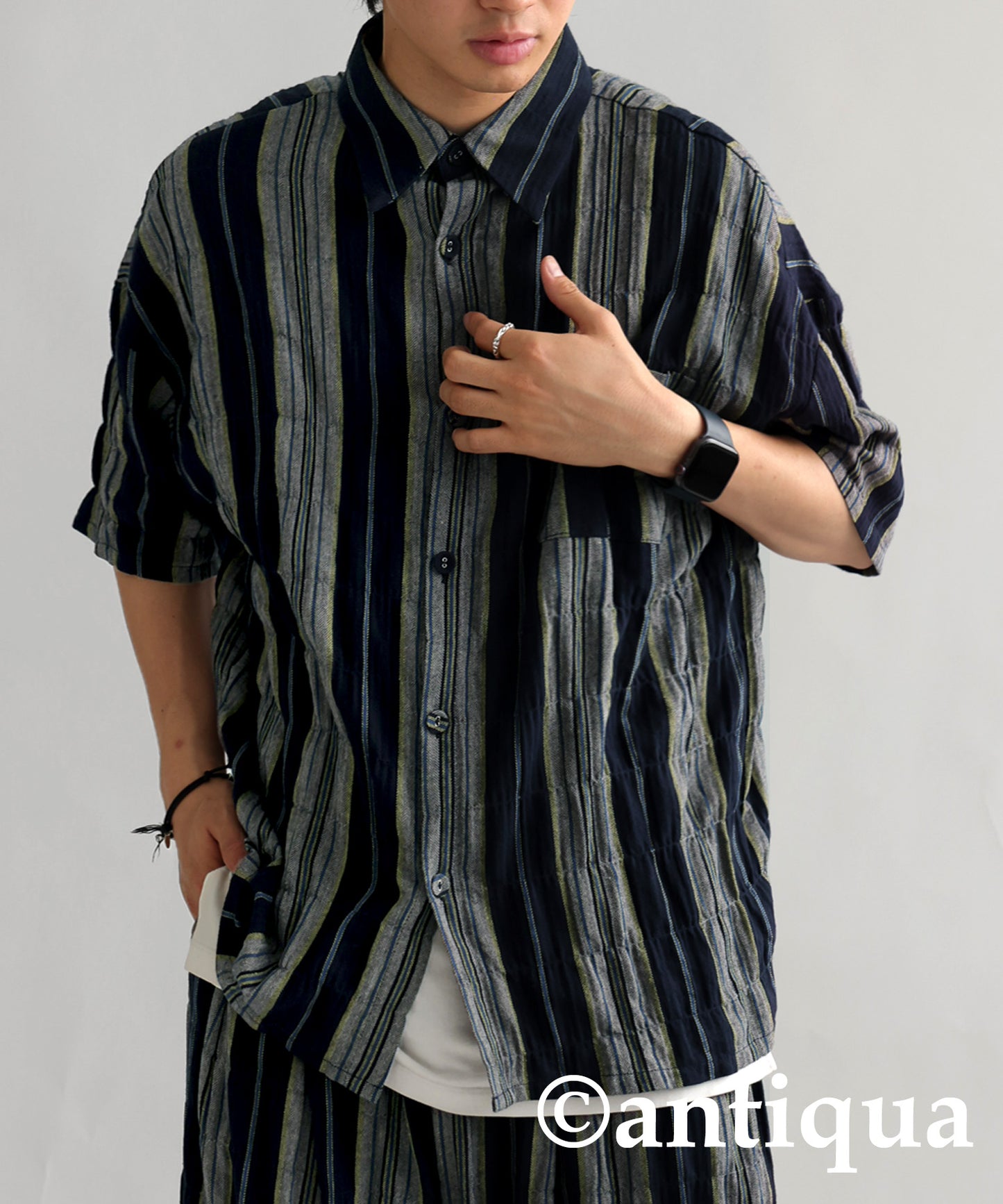 Ethnic striped pattern shirt Men's