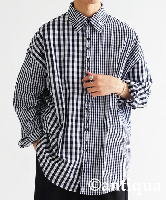 Gingham check shirt Men's Tops Long Sleeve