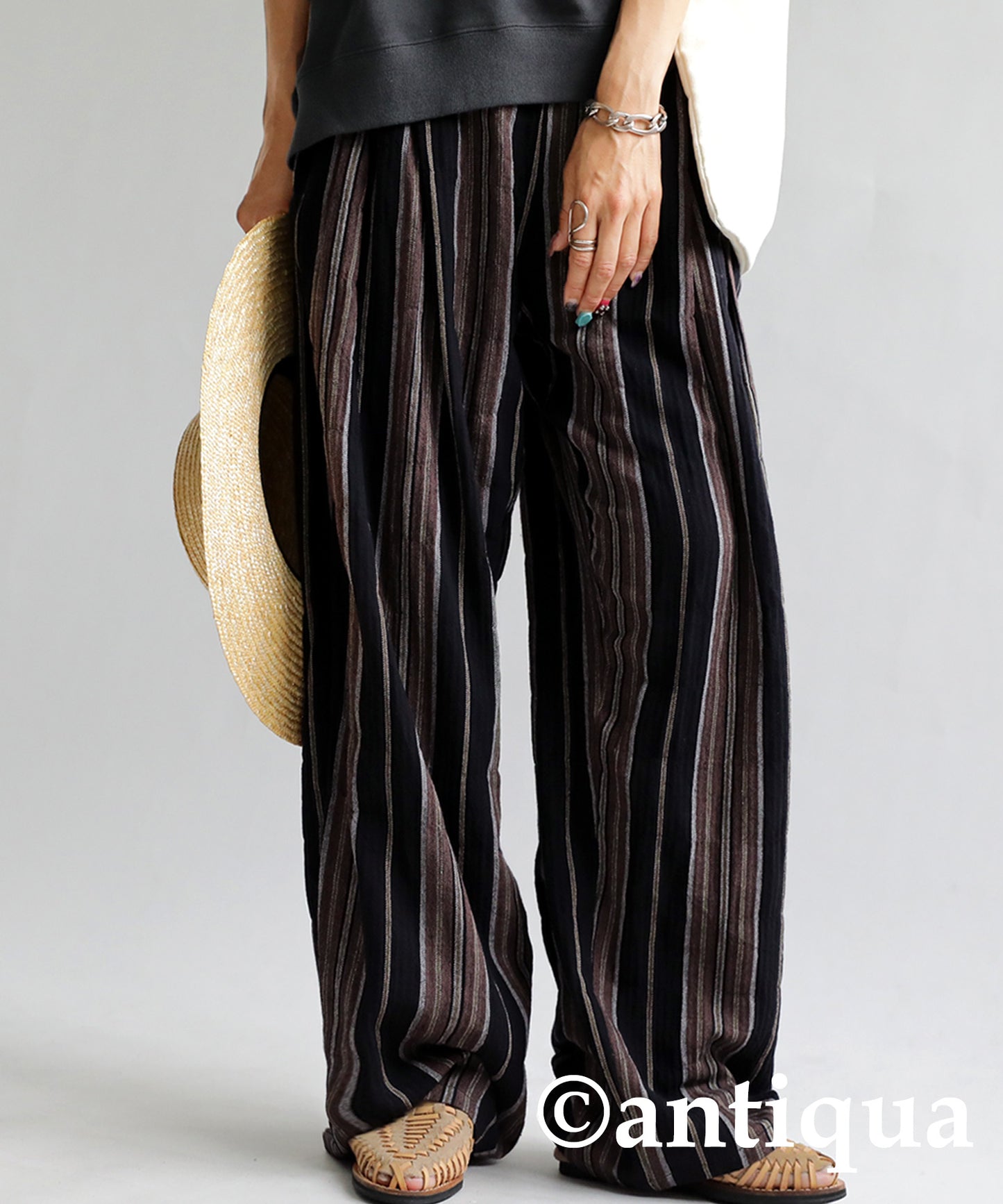 Ethnic pattern striped pants Ladies