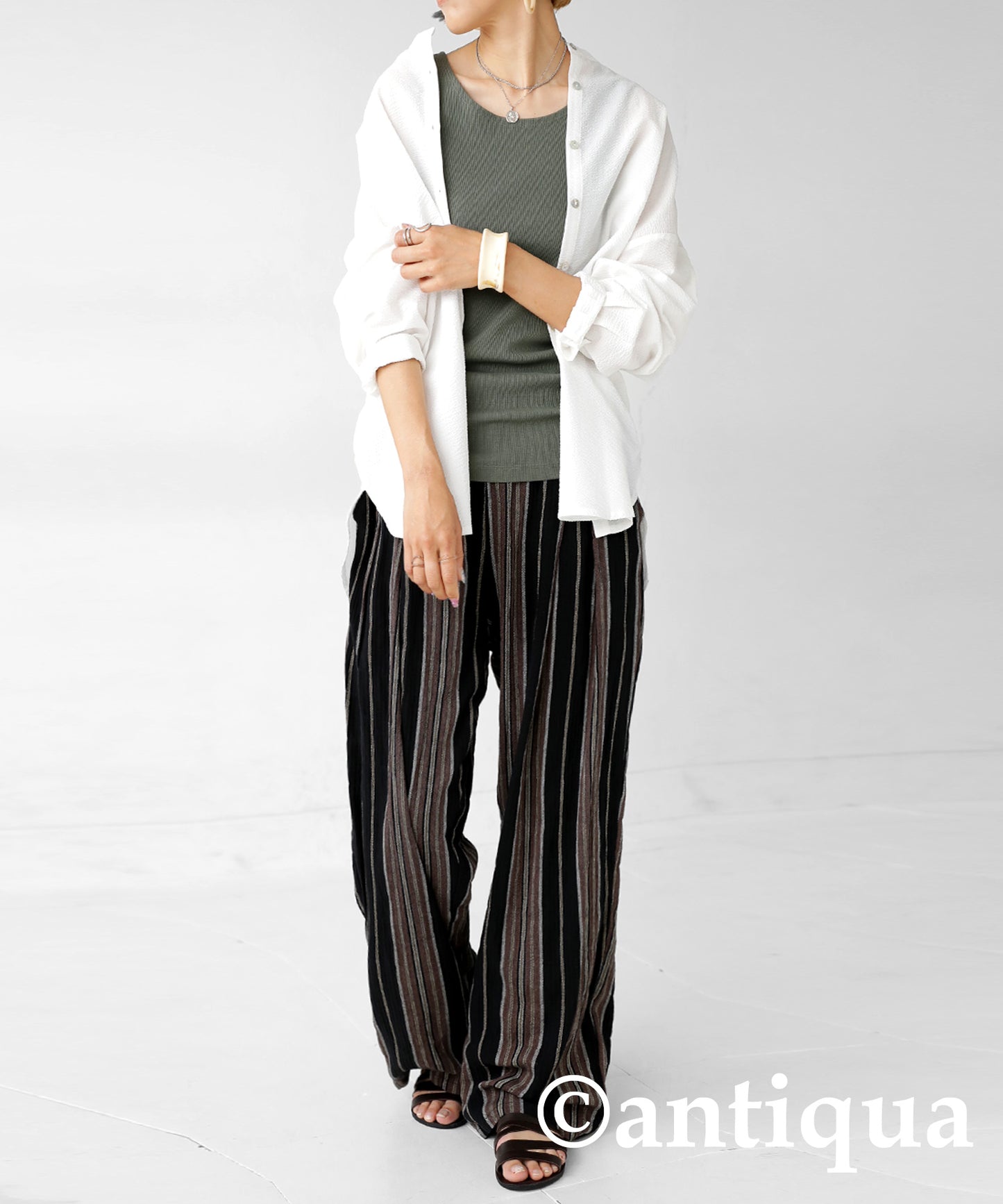 Ethnic pattern striped pants Ladies