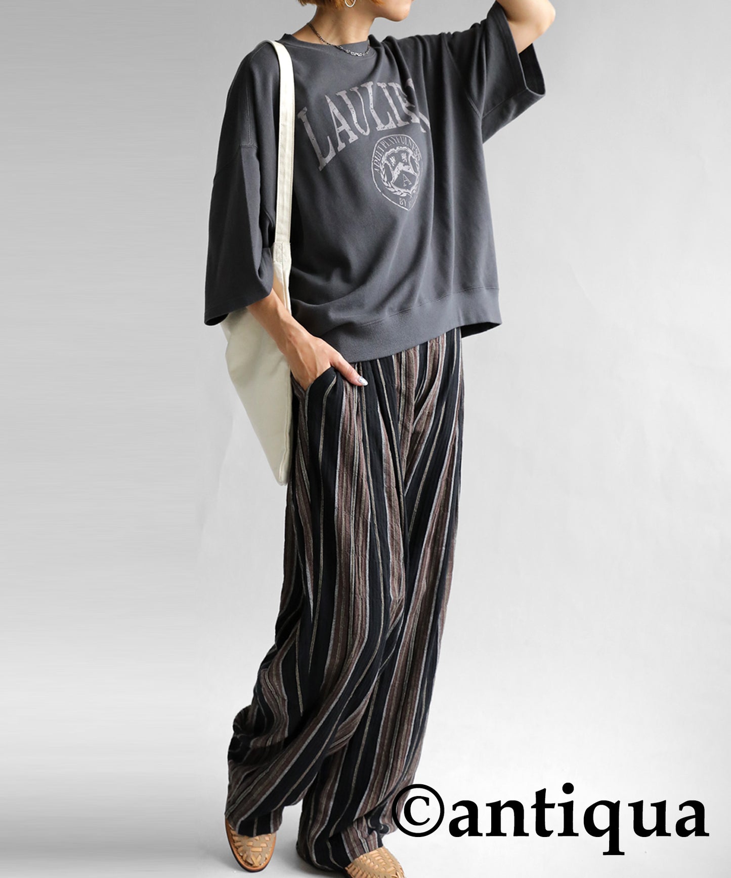 Ethnic pattern striped pants Ladies