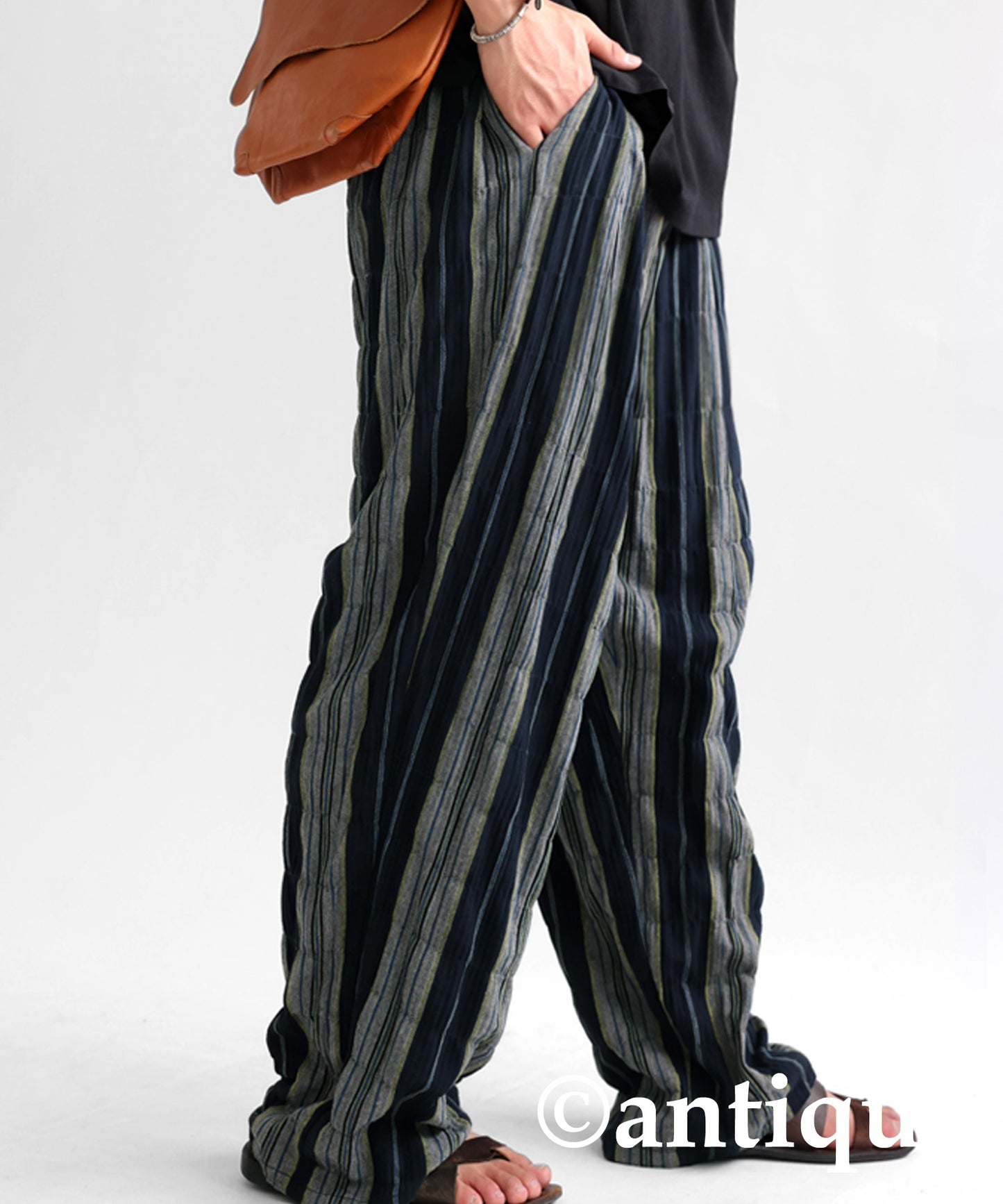 Ethnic pattern striped pants Men's