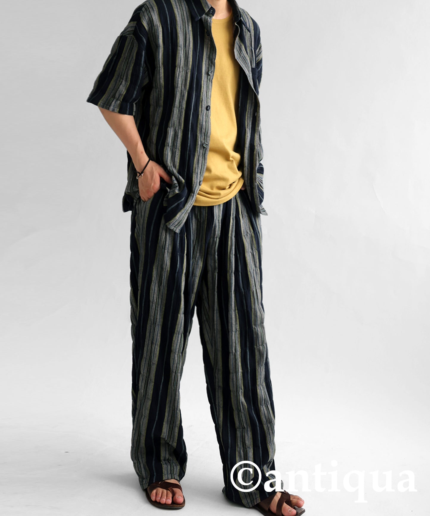 Ethnic pattern striped pants Men's