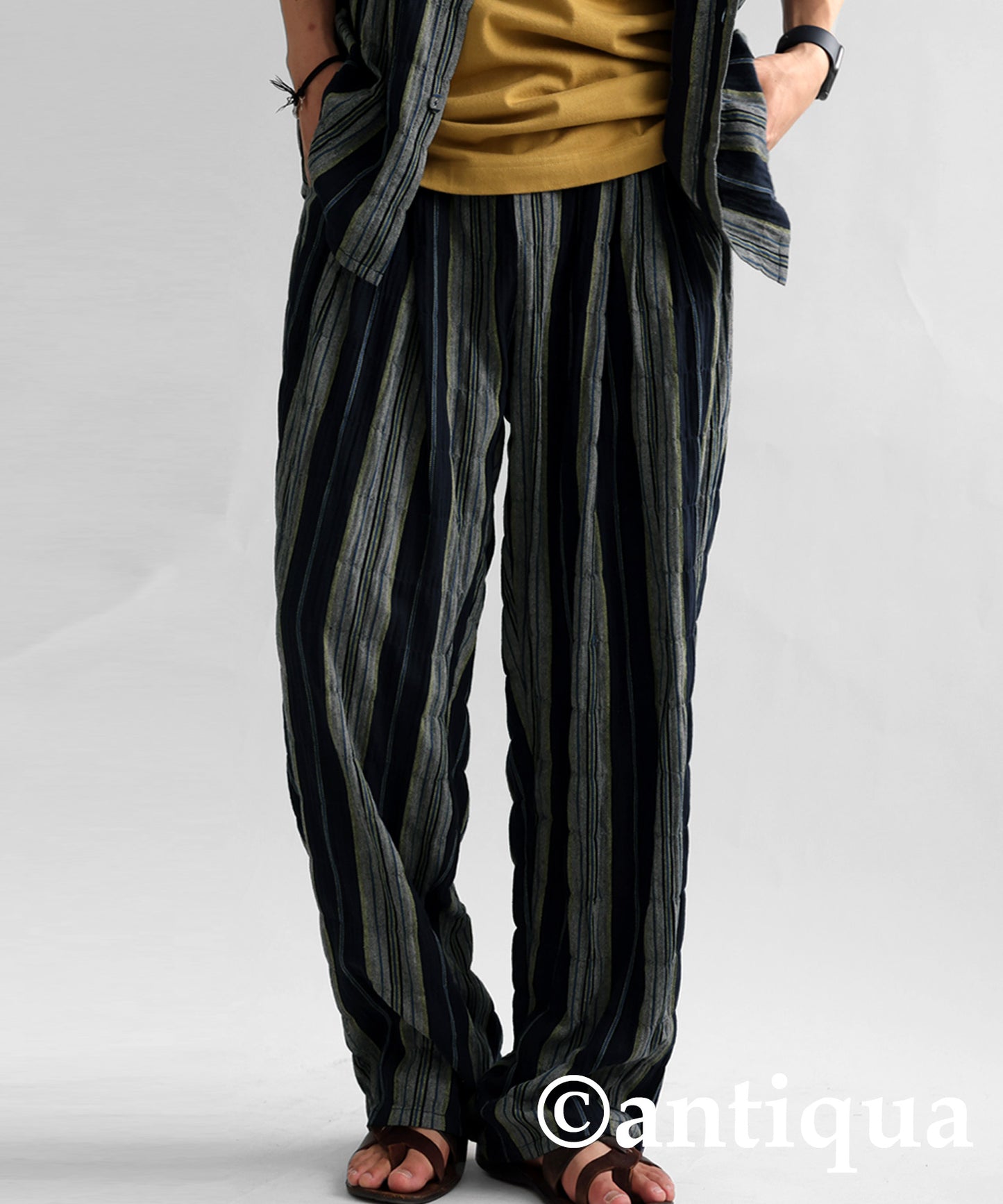 Ethnic pattern striped pants Men's