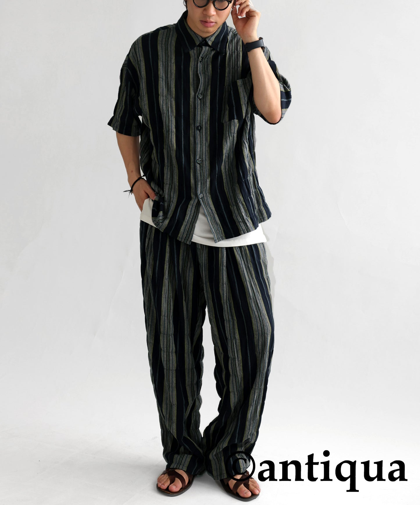 Ethnic pattern striped pants Men's