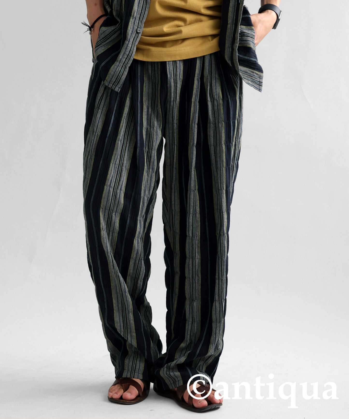 Ethnic pattern striped pants Men's