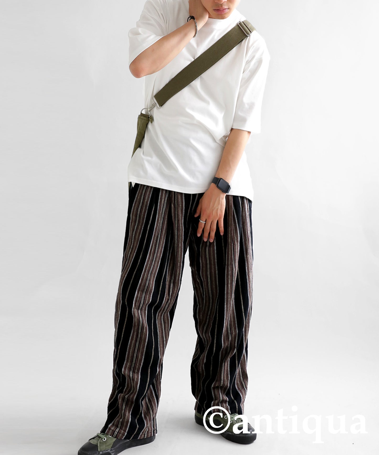 Ethnic pattern striped pants Men's