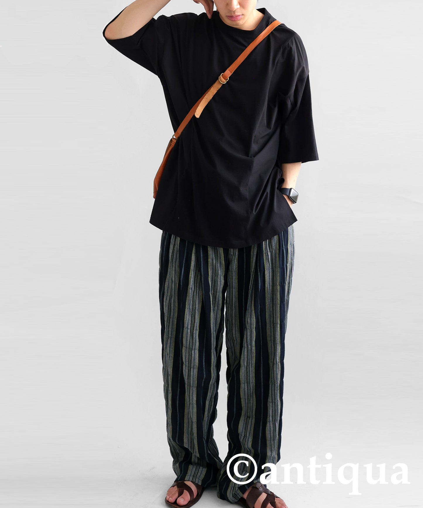 Ethnic pattern striped pants Men's